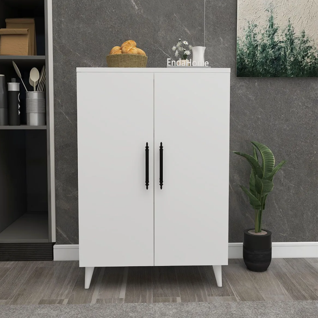 Enda Home 3 Raflı 2 Kapaklı Çok Amaçlı Dolap Beyaz