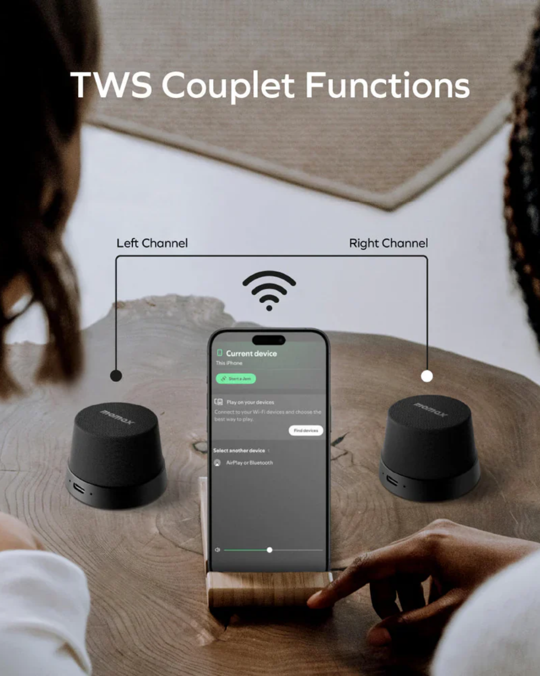 Momax 1-Vibe Go Magnetic Wireless Taşınabilir Kablosuz Hoparlör Pink