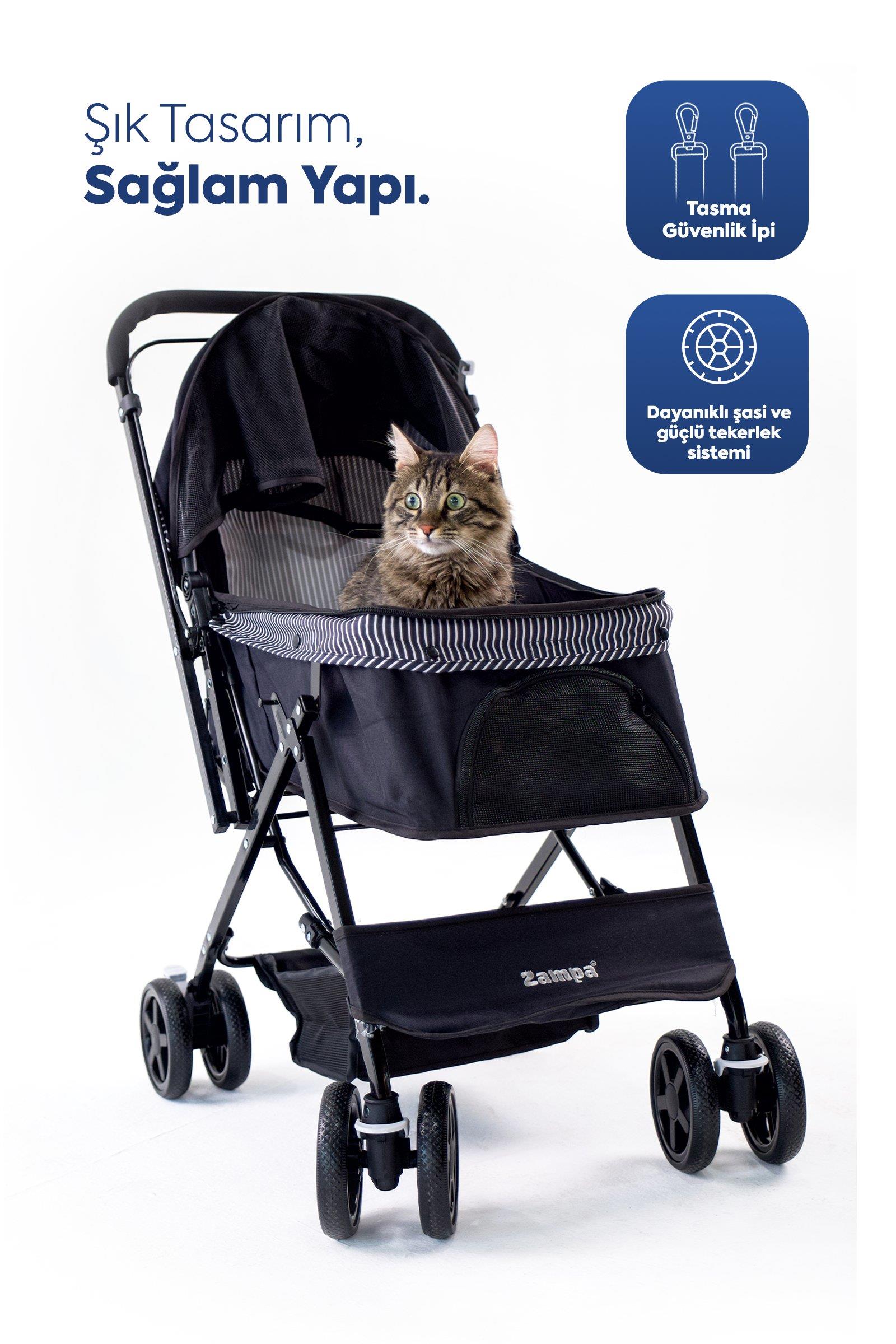 Zampa Nova 52x76,5x95 cm Kedi ve Köpek Arabası Siyah