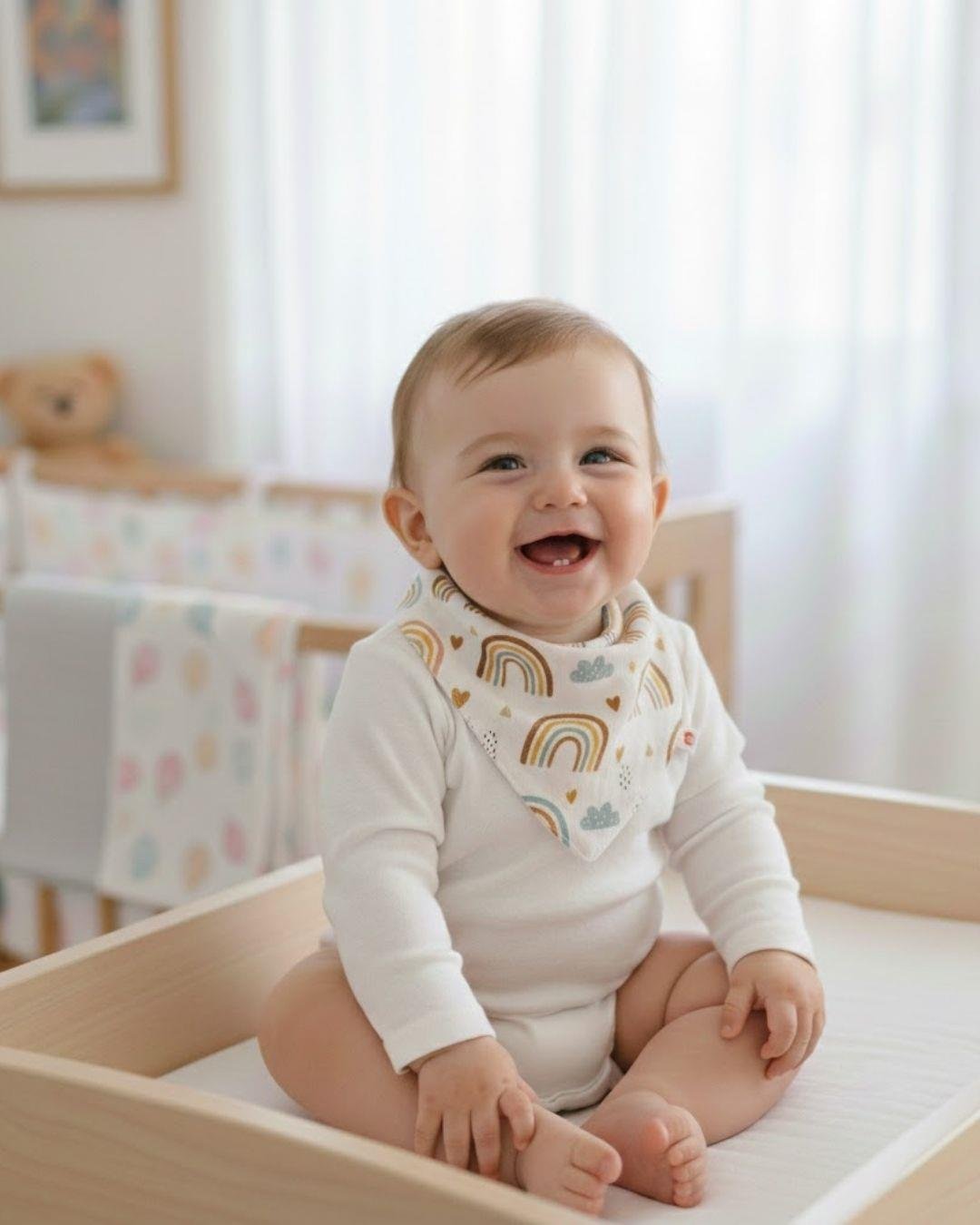 Reyo Beberotti Müslin Önlük Fular Gökkuşağı