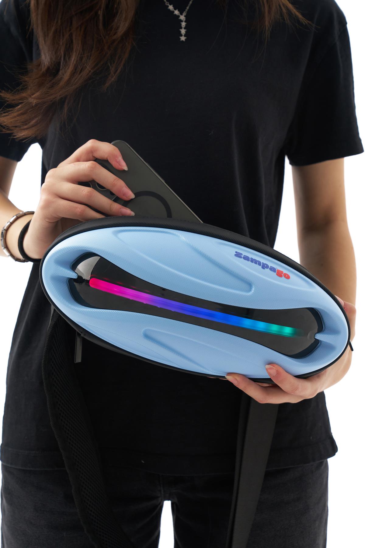 Zampago Sling Led Işıklı Bel Çantası Mavi