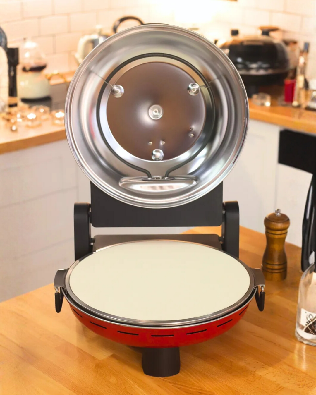 Dr.Maya Pro+ Çok Amaçlı Elektrikli Taş Fırın Tandır ve Ekmek Yapma Makinesi Kırmızı - Pizza Lahmacun Ekmek