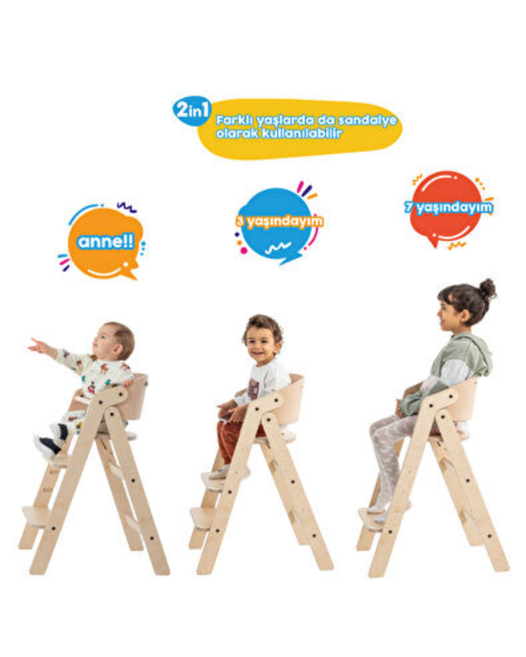 Mamatoyz My Chair Only Chair Naturel Ahşap Portatif Mama Sandalyesi