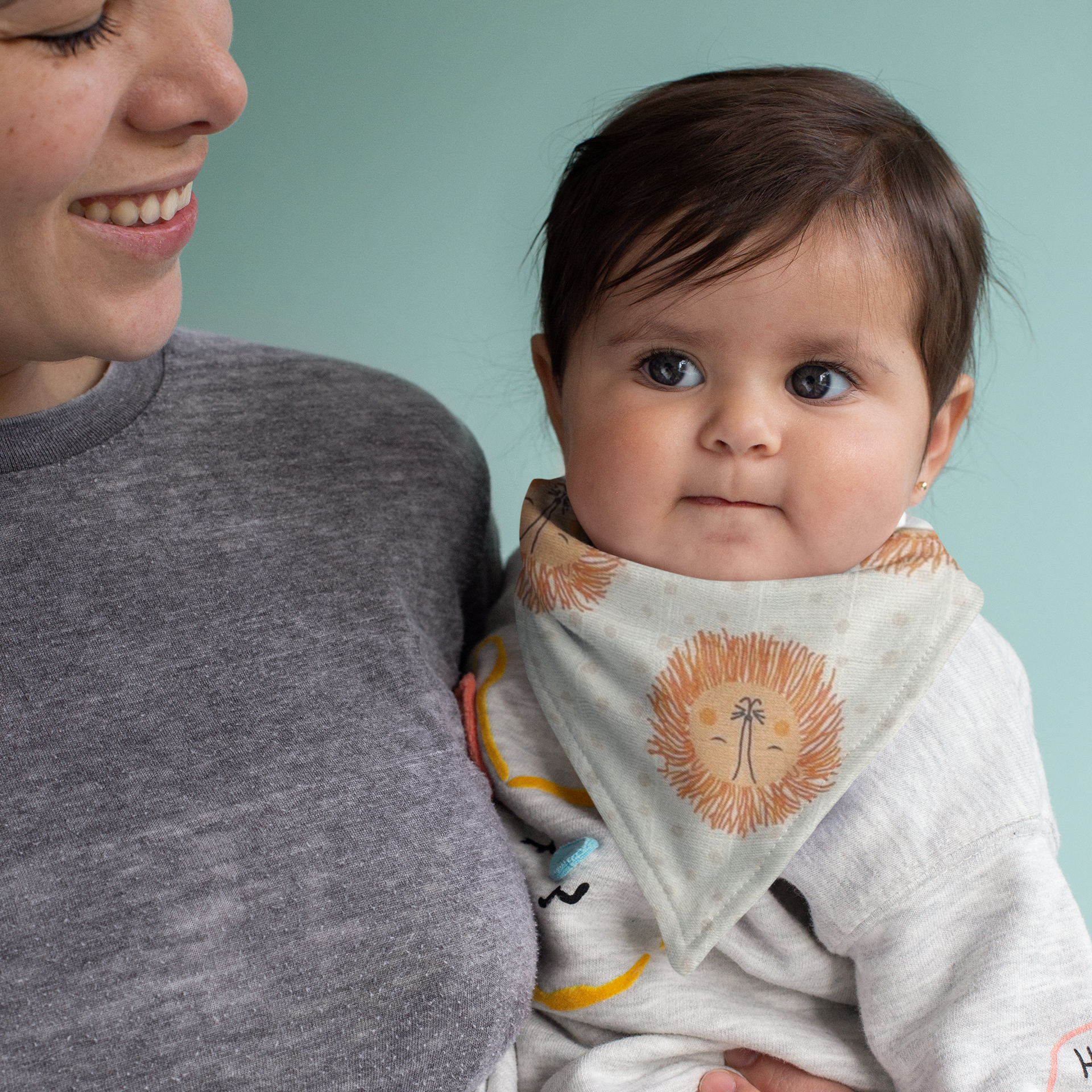 Reyo Beberotti Müslin Önlük Fular Aslanlı