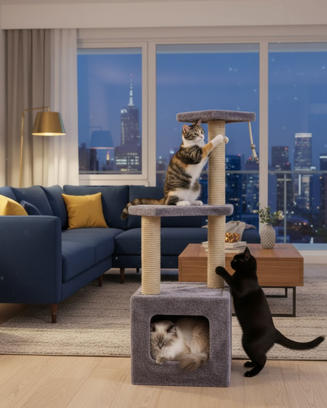 Reyo Pet Stepli Yuvalı Kare Serisi Kedi Tırmalaması Gri 115cm