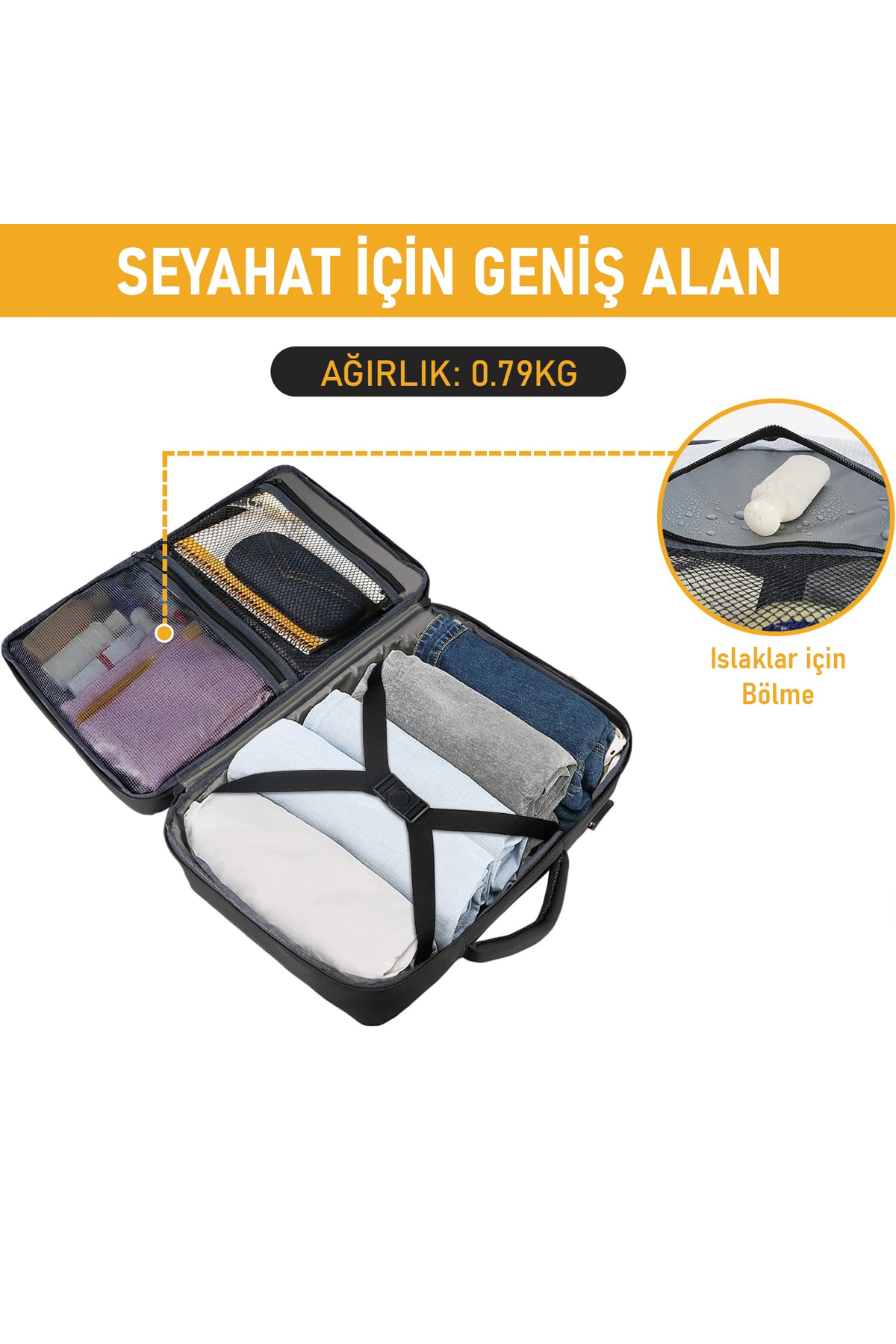 Haegs Seyahat Sırt Çantası, Laptop Sırt Çantası Hafif El Çantası Küçük Bavul Valiz, Uçak Onaylı Bagaj Çantası, Erkek ve Bayan İçin, 15.6 inç Notebook Dizüstü Bilgisayar Macbook Laptop Çantası, Gri