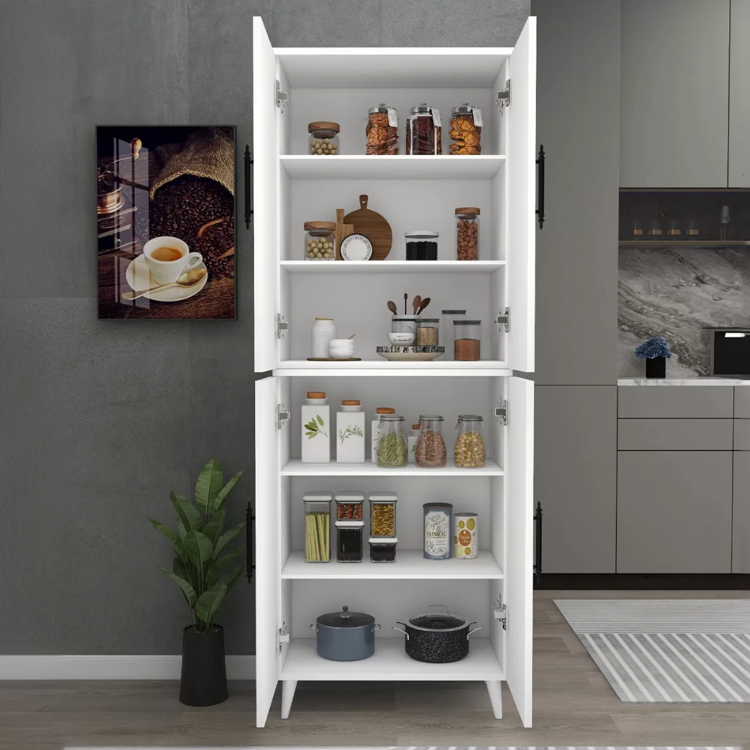 Enda Home 6 Raflı 4 Kapaklı Çok Amaçlı Dolap Beyaz