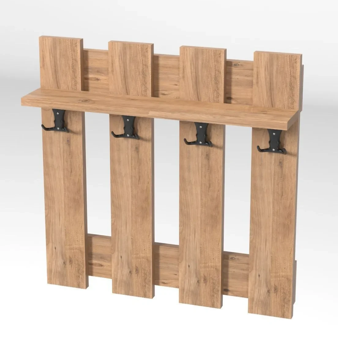 Gold Falez Çit Duvar Askılığı Portmanto Atlantik Çam