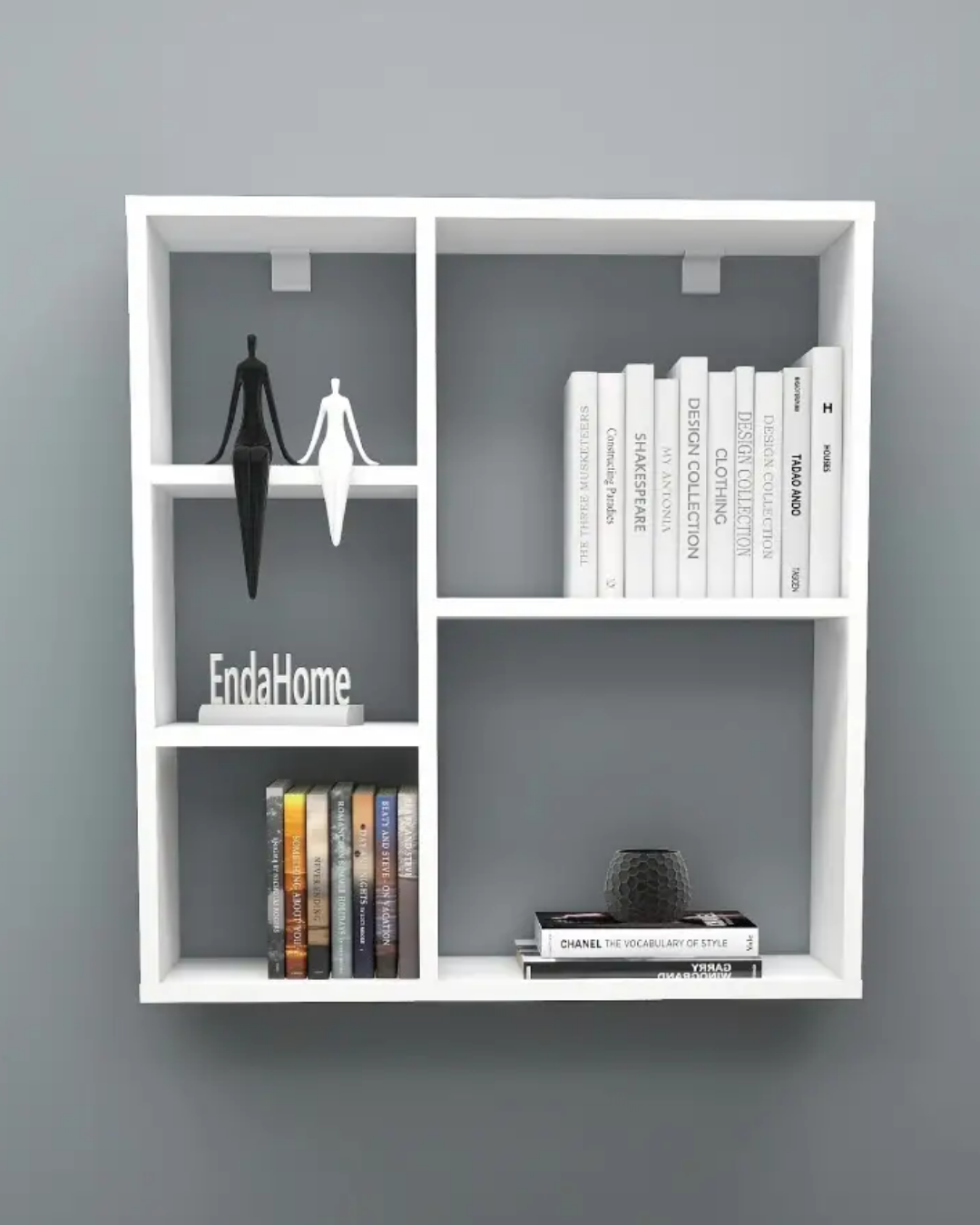 Enda Home Myra 5 Gözlü Çok Amaçlı Modern Duvar Rafı Beyaz
