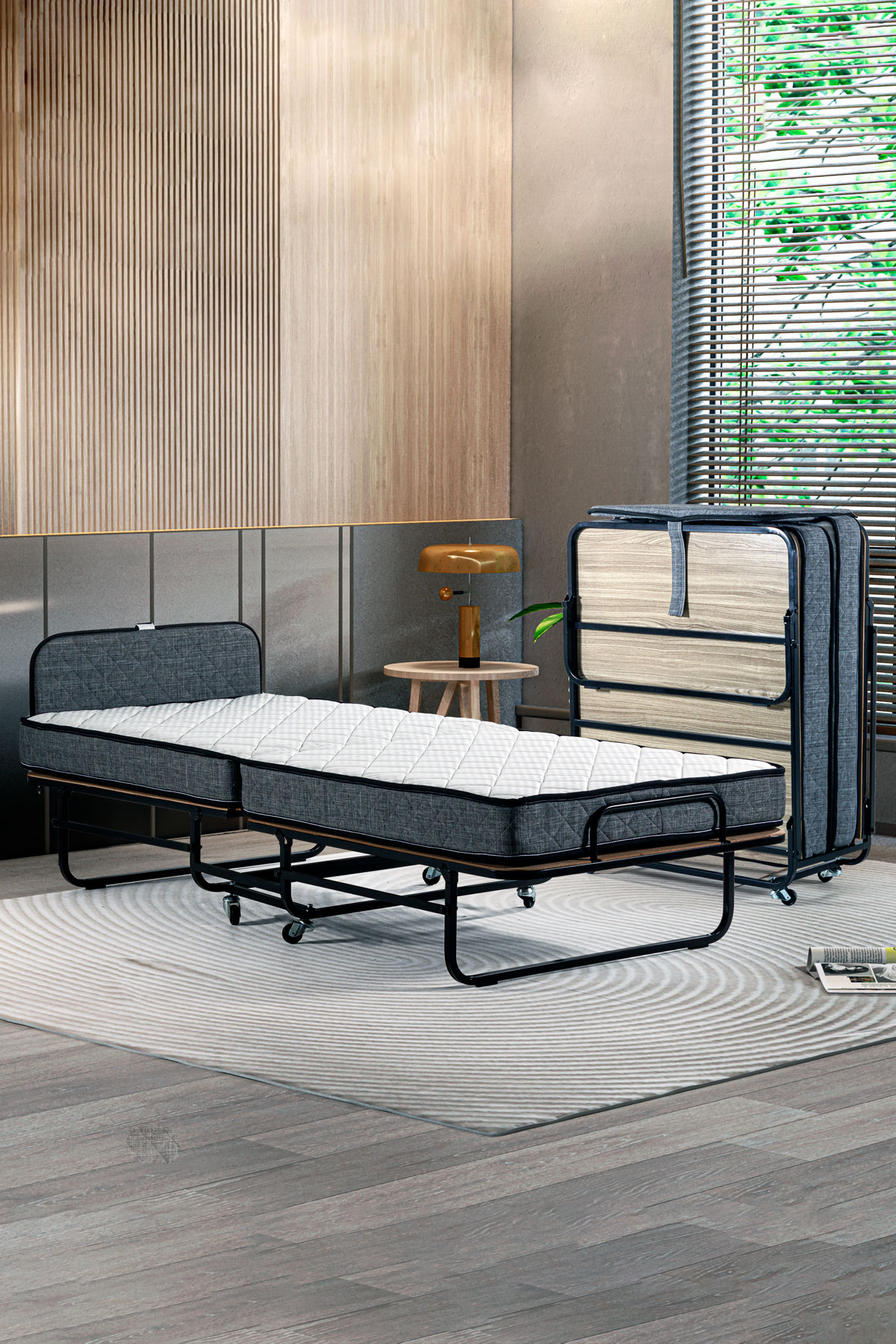 Niron Otel Katlanır Yatak 90x200 cm Tek Kişilik Yaylı Yatak Ve Karyola