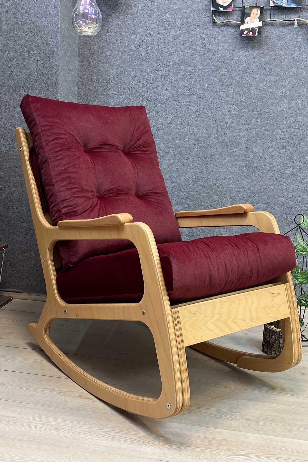 Asedia Kontes Naturel Bordo Dolgu Minderli Sallanan Sandalye Dinlenme Koltuğu Baba Koltuğu
