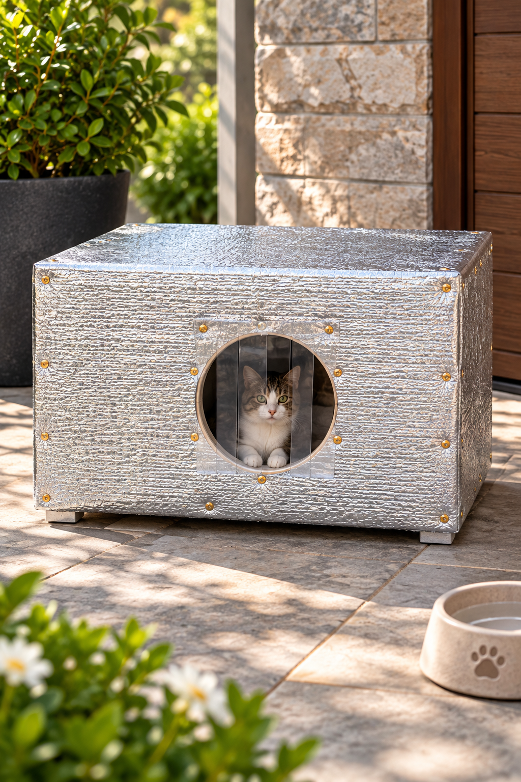 Narım İzalasyonlu Kedi Evi, Kedi Yuvası, Tam Korunaklı 60x37x35 cm Large Kedi Barınağı Rüzgar ve Yağmur Geçirmez, Monteli Teslimat
