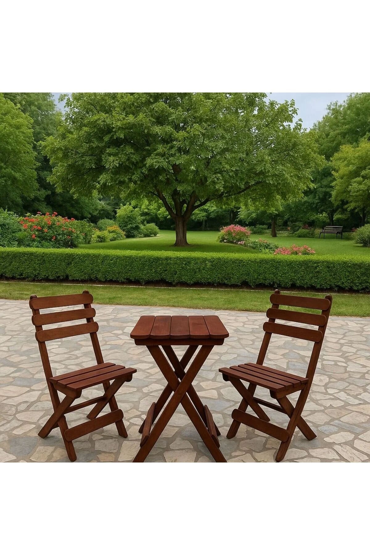 Reyo Wood Premium 2+1 Ahşap Bistro Masa Sandalye Seti