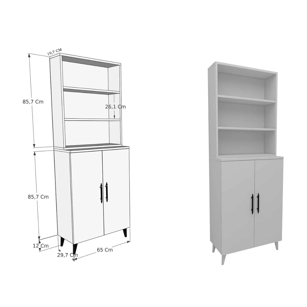 Enda Home Oras 6 Raflı 2 Kapaklı Klasik Kitaplık Atlantik Çam