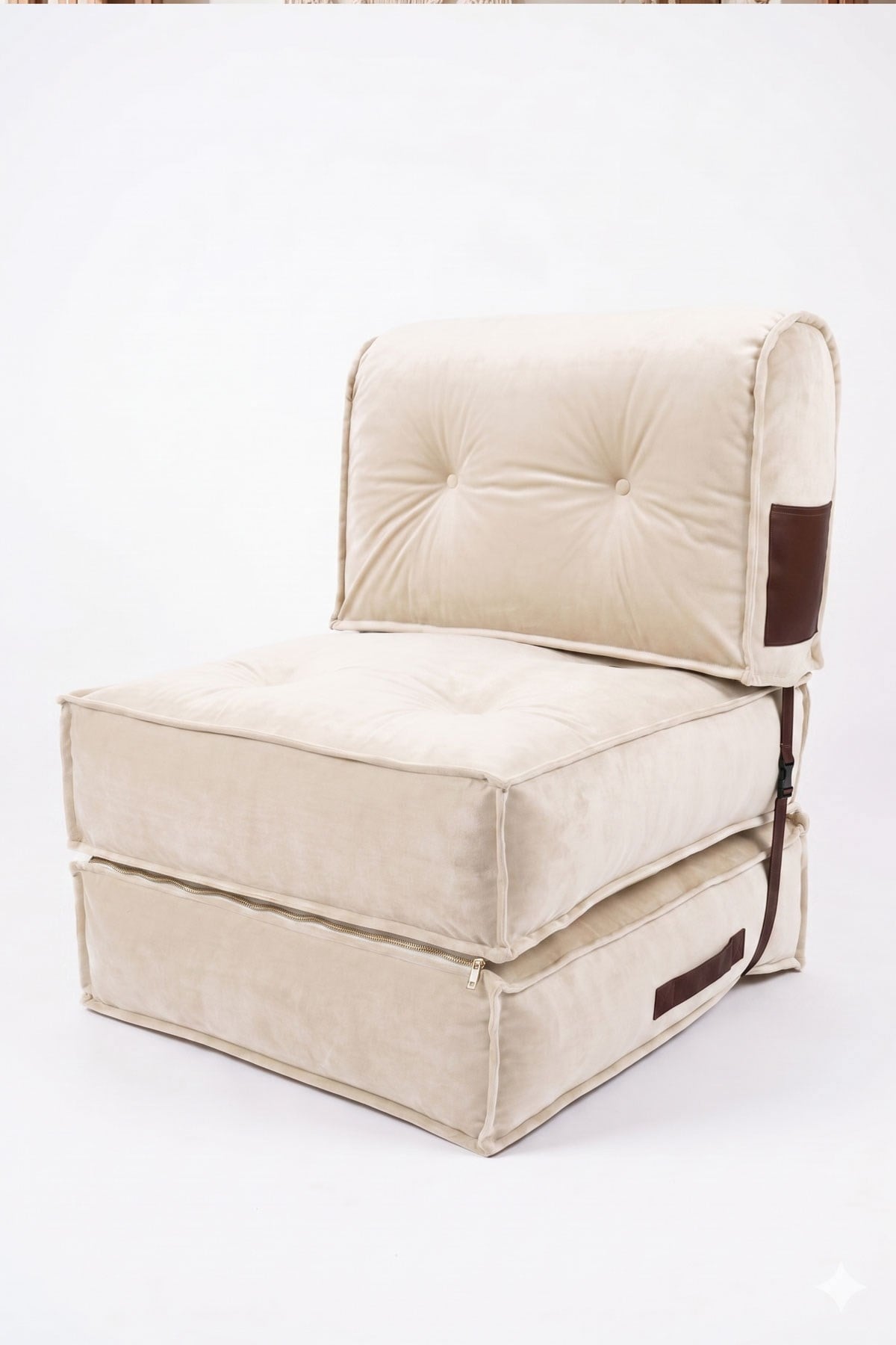 Pufymax Comfort Minder Koltuk Modüler Yer Koltuğu Sırt Destekli Oturma Minderi 75x75x85cm Yıkanabilir Fermuarlı Krem 