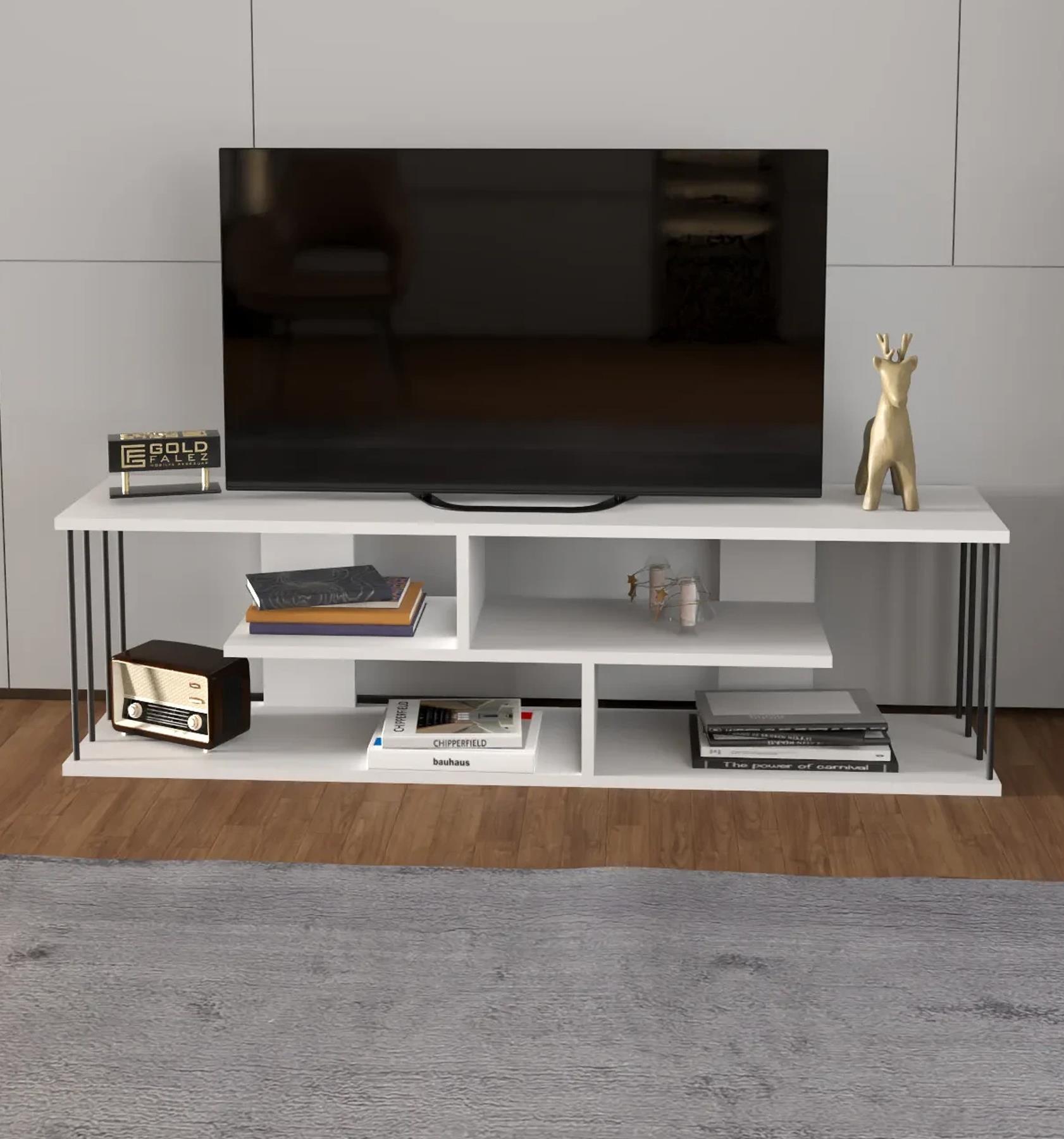 Reyo Tv Sehpası Raflı 140cm Beyaz