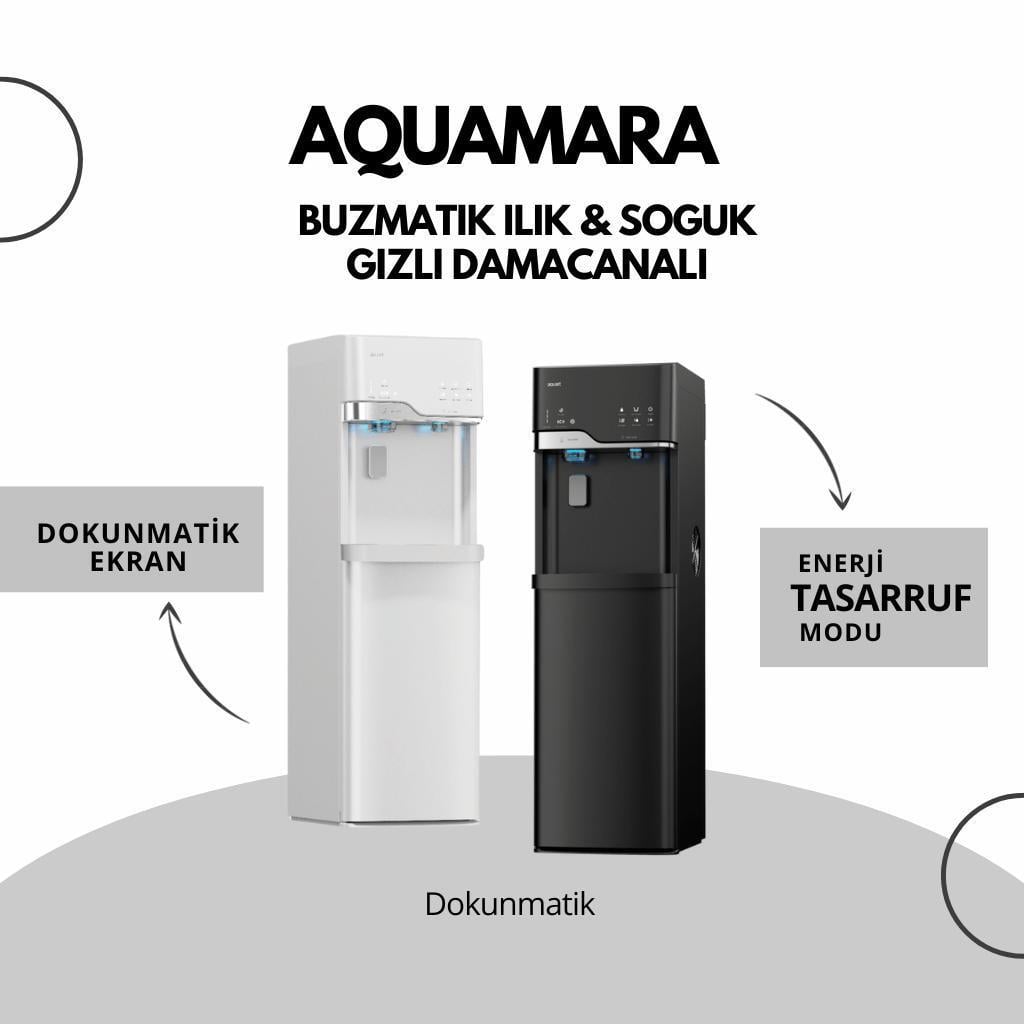 Aquarama Gizli Damacanalı Soğuk/Sıcak ve Buz Yapıcı Su Sebili Beyaz