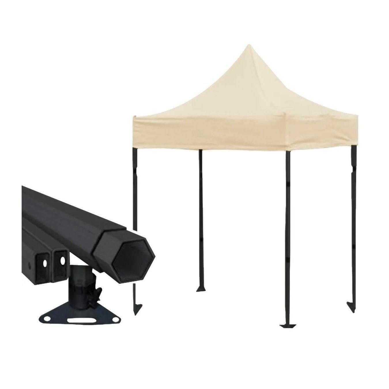 Outdoors Premium Serisi Altıgen Profil Krem 3x3 Katlanır Makaslı Çardak