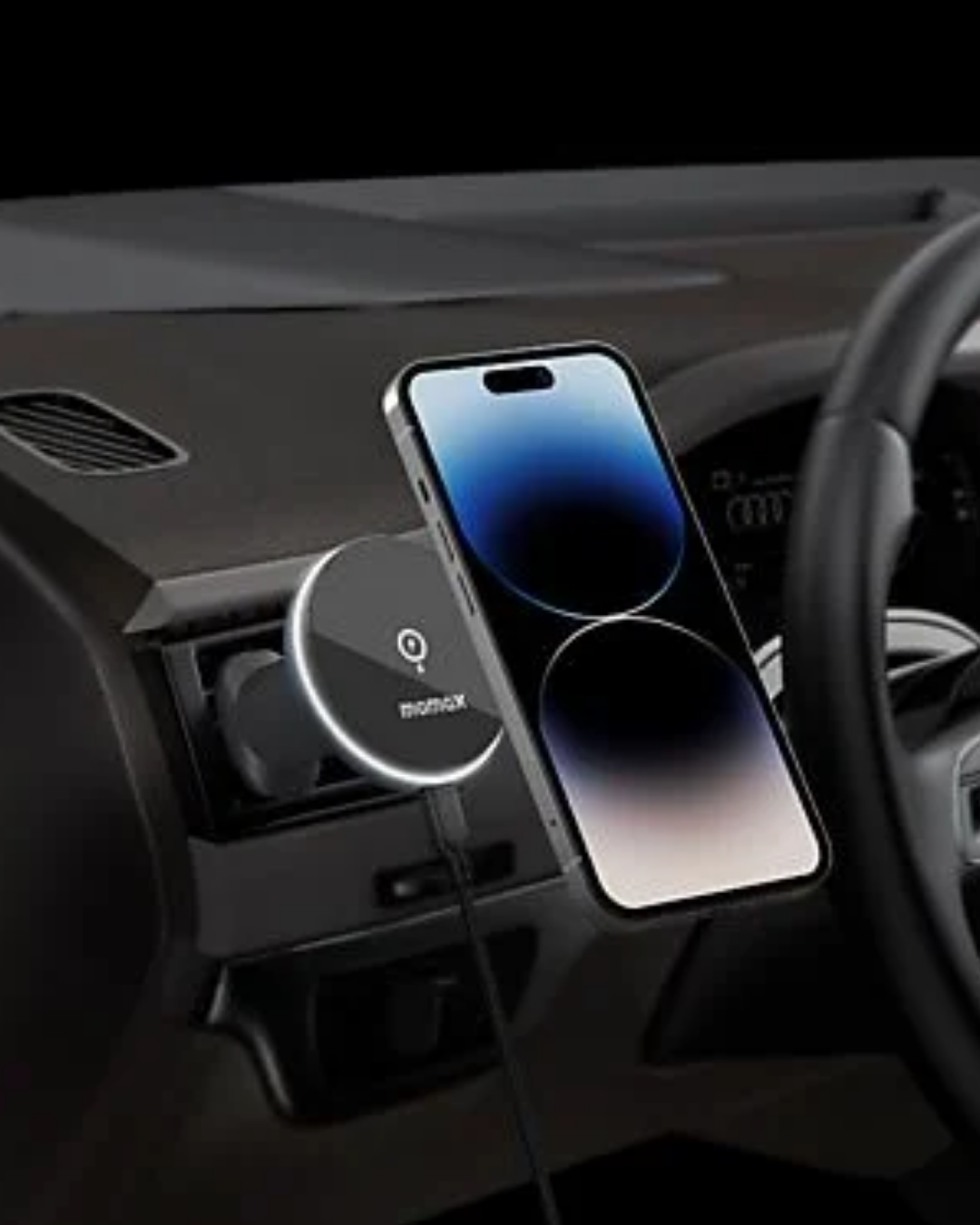 Momax Q.Mag Mount 5 15W Magnetic Wireless Şarjlı Araç İçi Telefon Tutucu