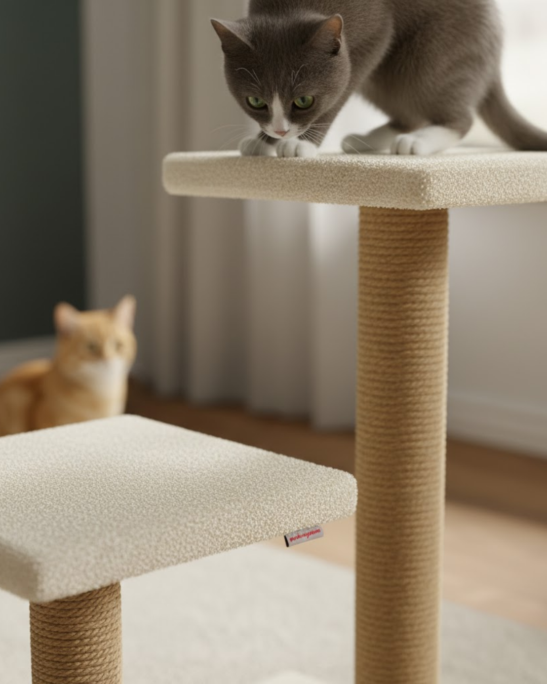 Reyo Pet Çift Stepli Kedi Tırmalama Beyaz