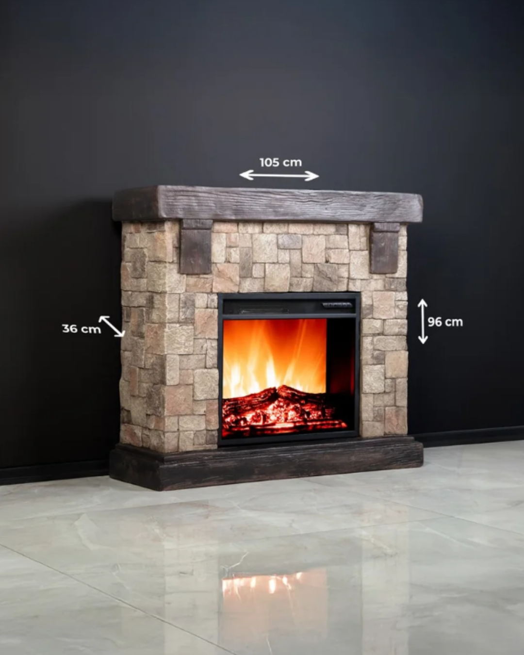 Dlc Cardiff Poliston 1800W Elektrikli Şömine Fanlı Isıtıcı