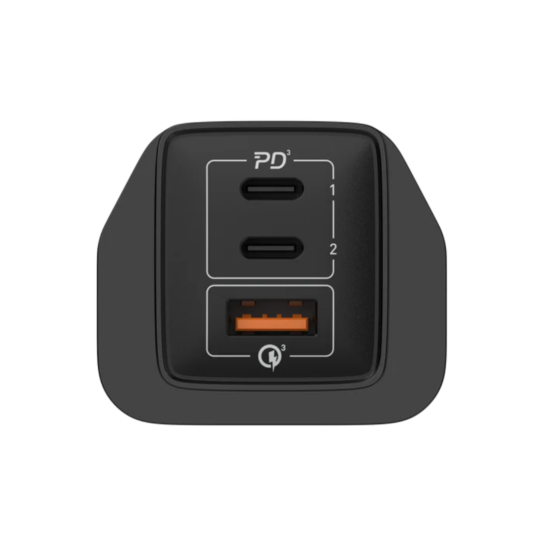 Momax OnePlug 3-Port GaN 67W Şarj Cihazı Siyah
