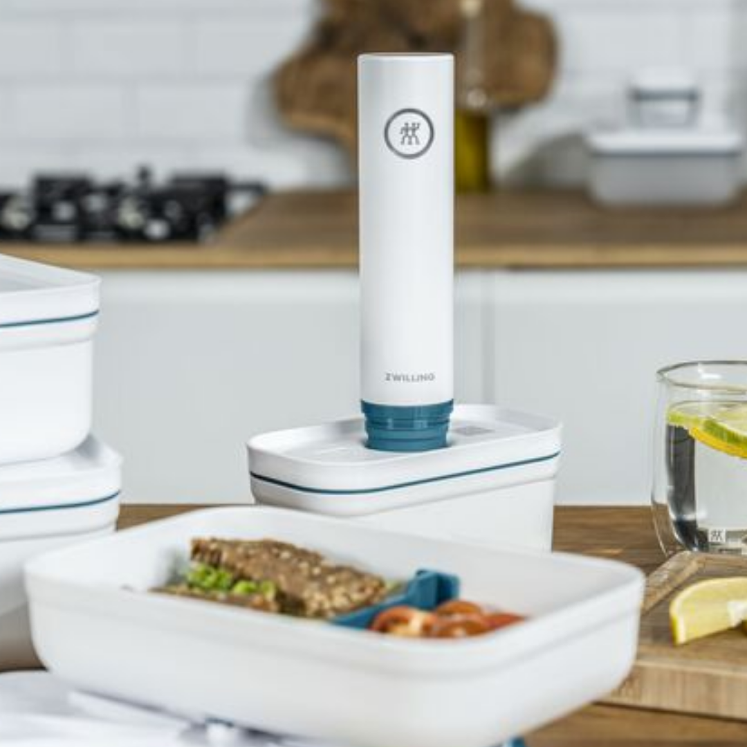 Zwilling 368013100 Fresh & Save Vakumlu Yemek Taşıma Kabı, L, Plastik, Beyaz-Akdeniz Mavisi