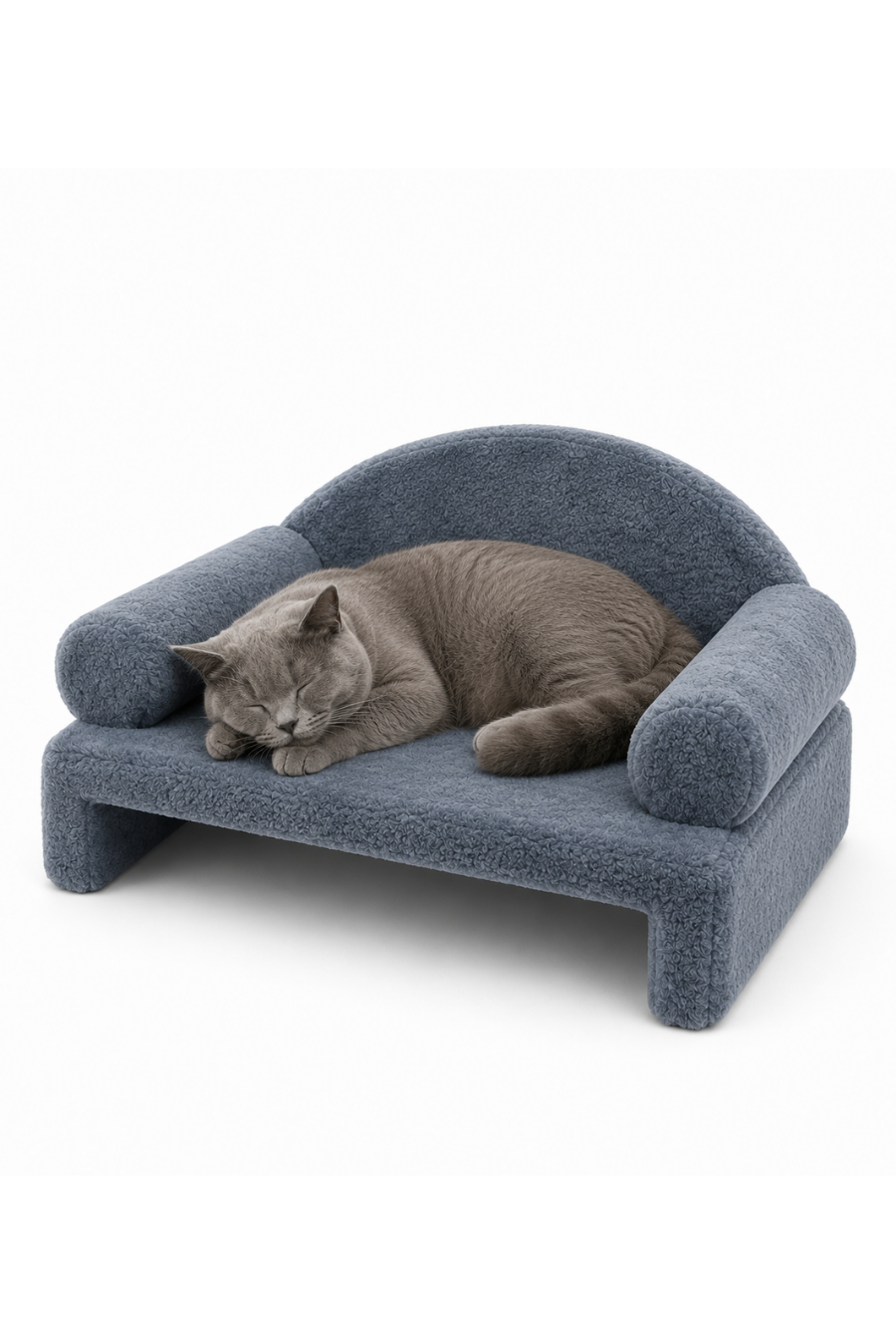 Reyo Pet Peluş Kedi Koltuğu, Kedi Kanepesi, Kedi Yatağı, Evcil Hayvan Dinlenme Koltuğu, Rahat Kedi Sofa Yatağı, 45x33x25 cm Çelik Mavisi