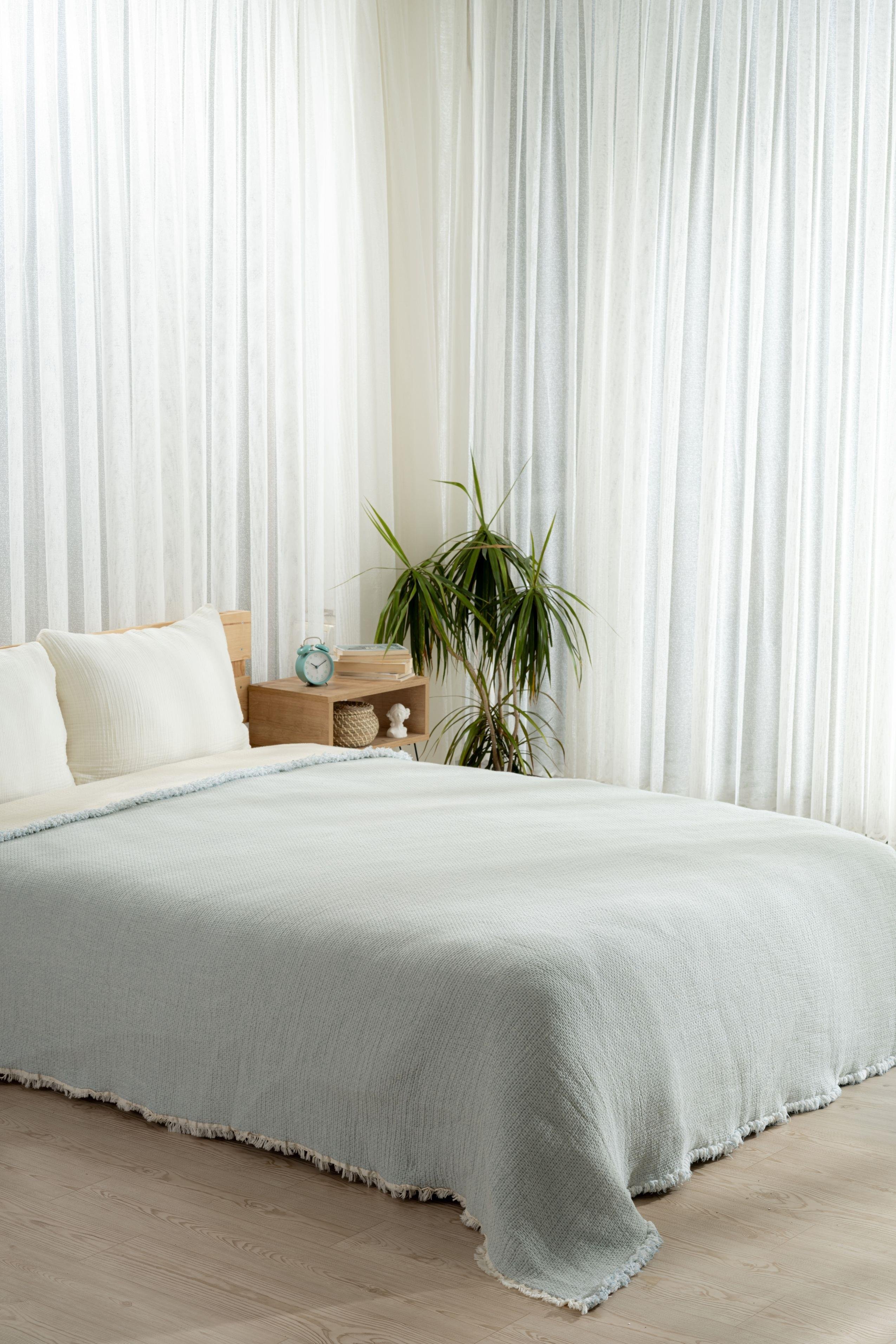 Mylasa Home Premium Müslin Yorgan 240x260 cm 100% Pamuk, Hafif ve Nefes Alabilen Mavi