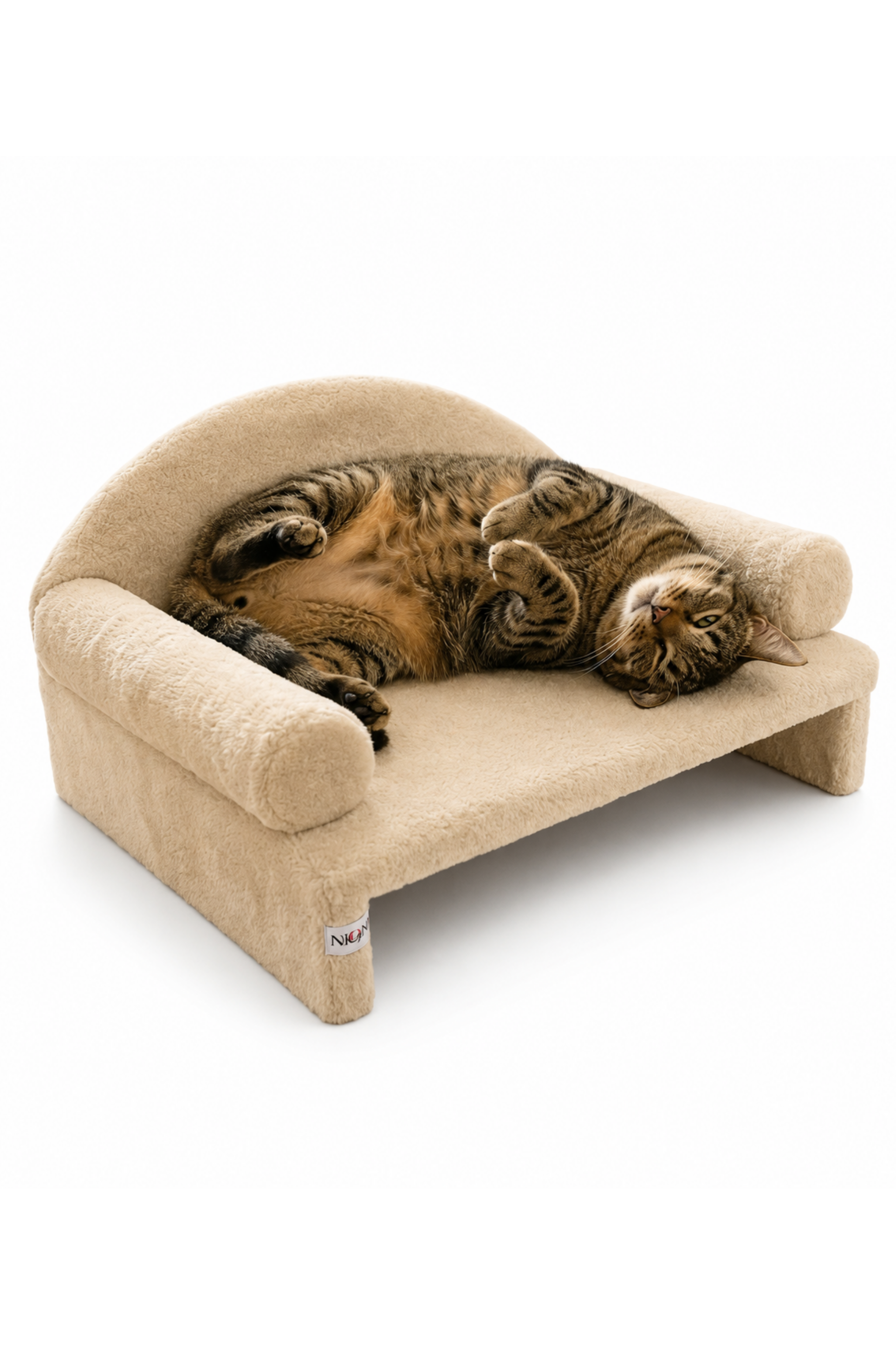 Reyo Pet Peluş Kedi Koltuğu, Kedi Kanepesi, Kedi Yatağı, Evcil Hayvan Dinlenme Koltuğu, Rahat Kedi Sofa Yatağı, 45x33x25 cm Bej