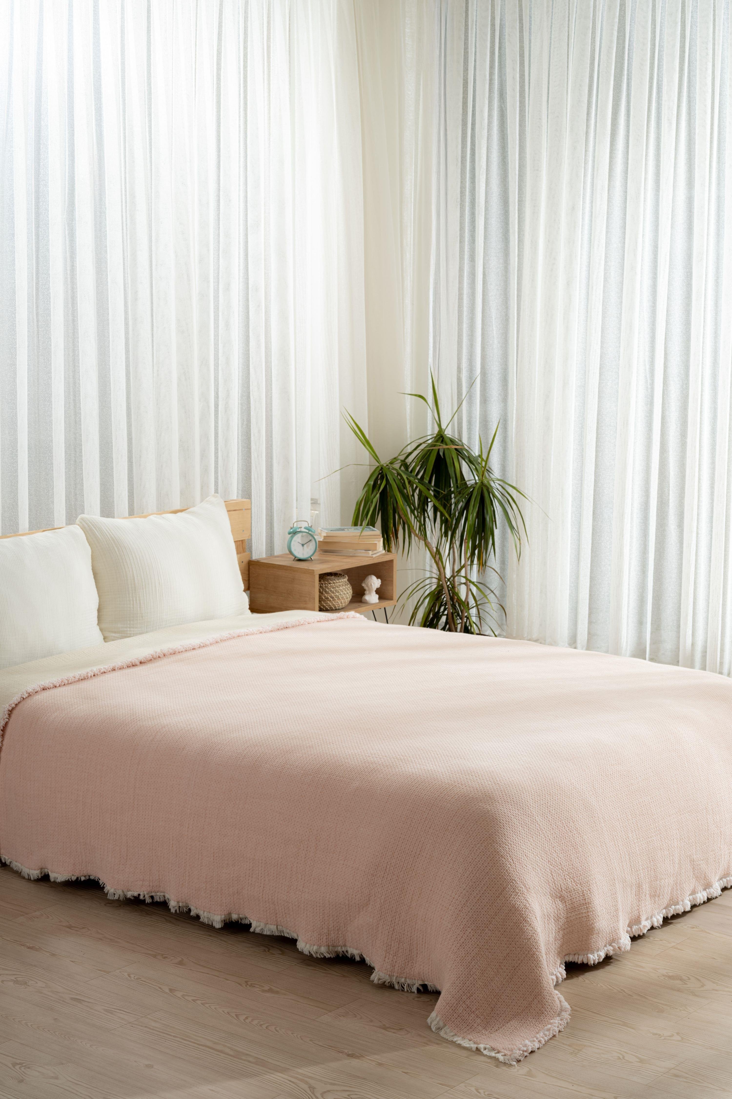Mylasa Home Premium Müslin Yorgan 240x260 cm 100% Pamuk, Hafif ve Nefes Alabilen Pembe