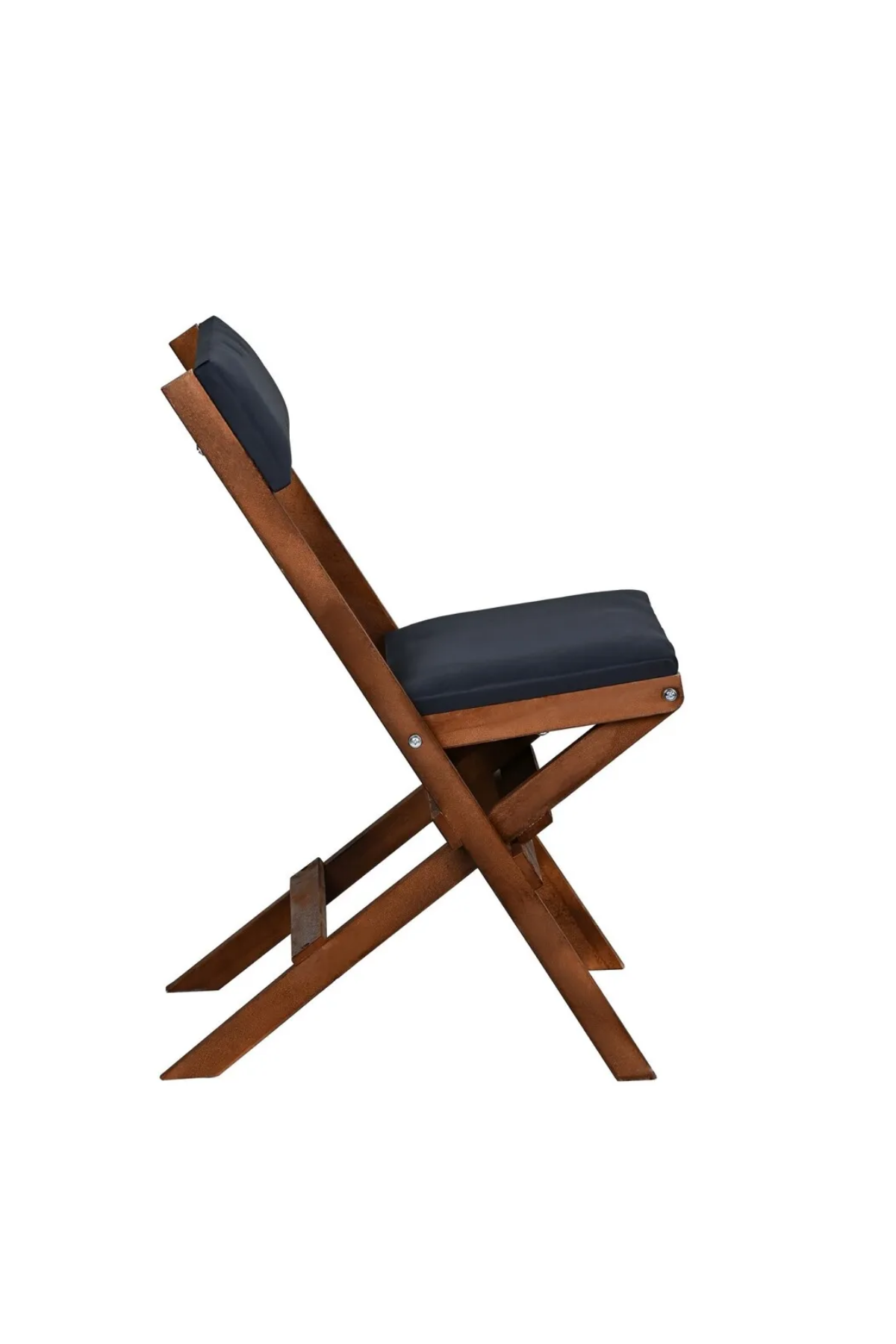 BySay Ahşap Katlanır Döşeme Minderli 3'lü Bistro Set Bahçe Takımı Ceviz Antrasit