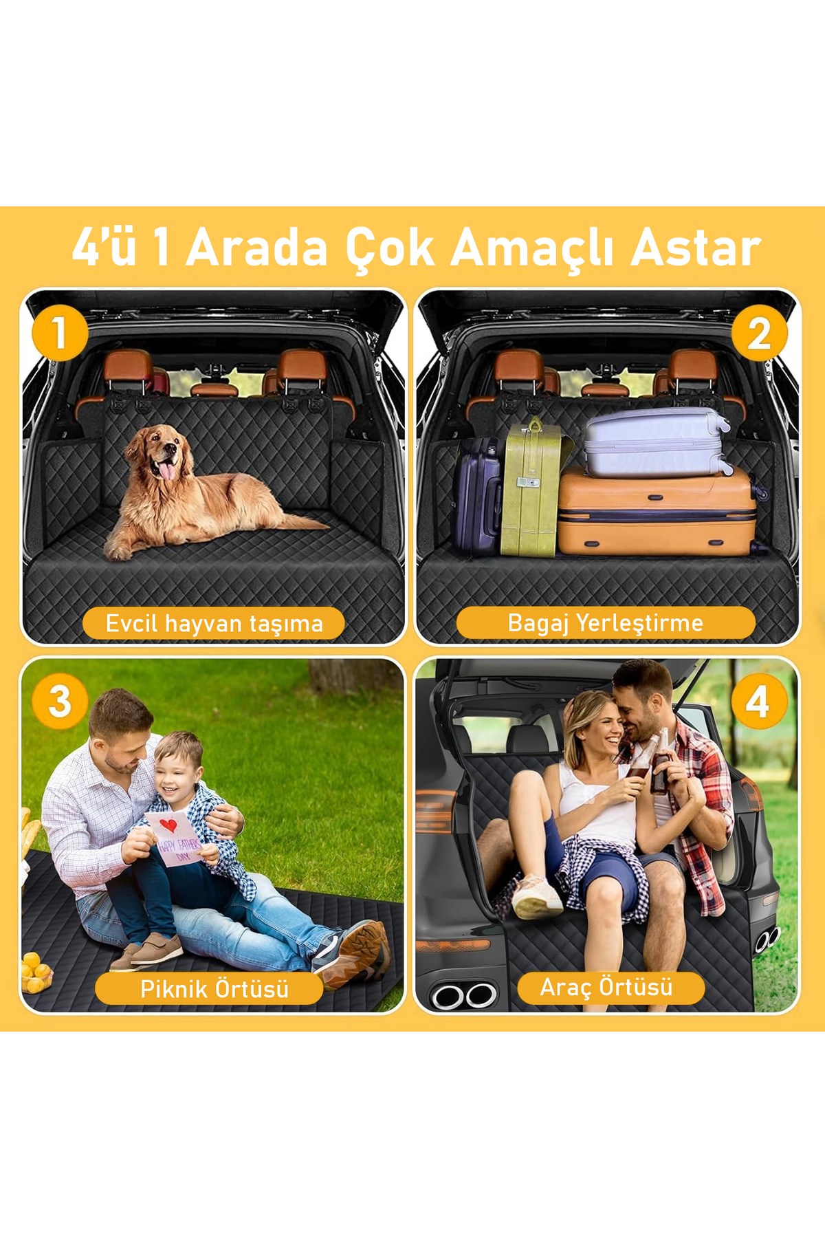 Haegs Araç Bagaj Örtüsü, Evcil Hayvan Köpek Bagaj Koruma Kılıfı - SUV, Sedan, Pickup Panelvan Bagaj Havuzu, Araba için Su Geçirmez Bagaj Koruyucu Kılıf Örtü Mat- Medium - Gri