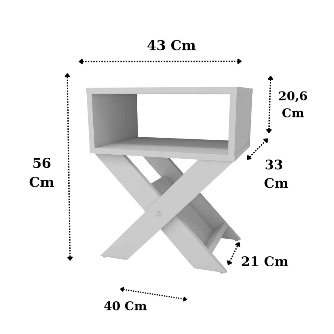 Enda Home X Ayaklı Dergilikli Komodin Kahve Sehpası Antrasit-Atlantik Çam