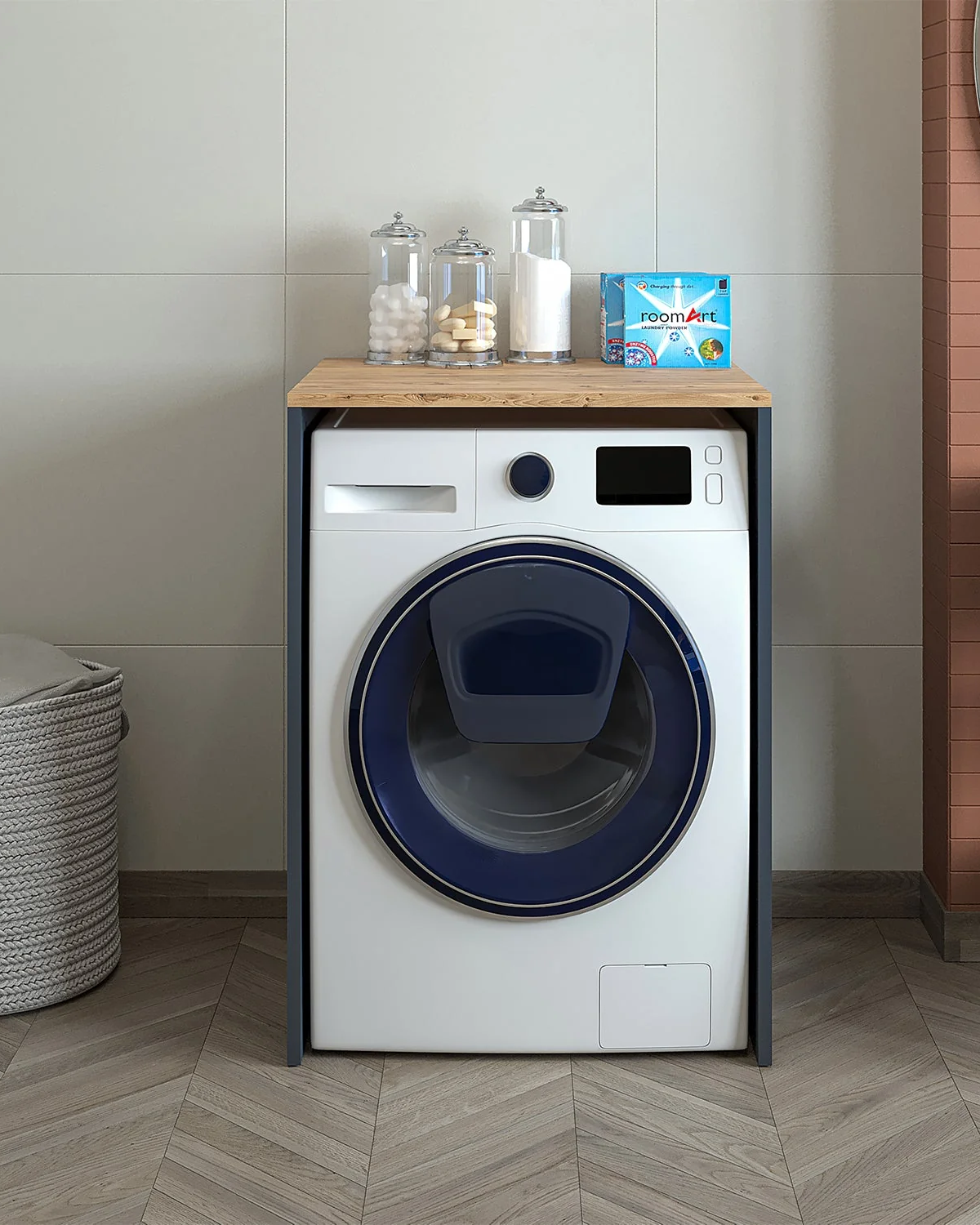 RoomArt Çamaşır Makinesi Dolabı Kurutma Makinesi Dolabı Antasit-Atlantik Çam