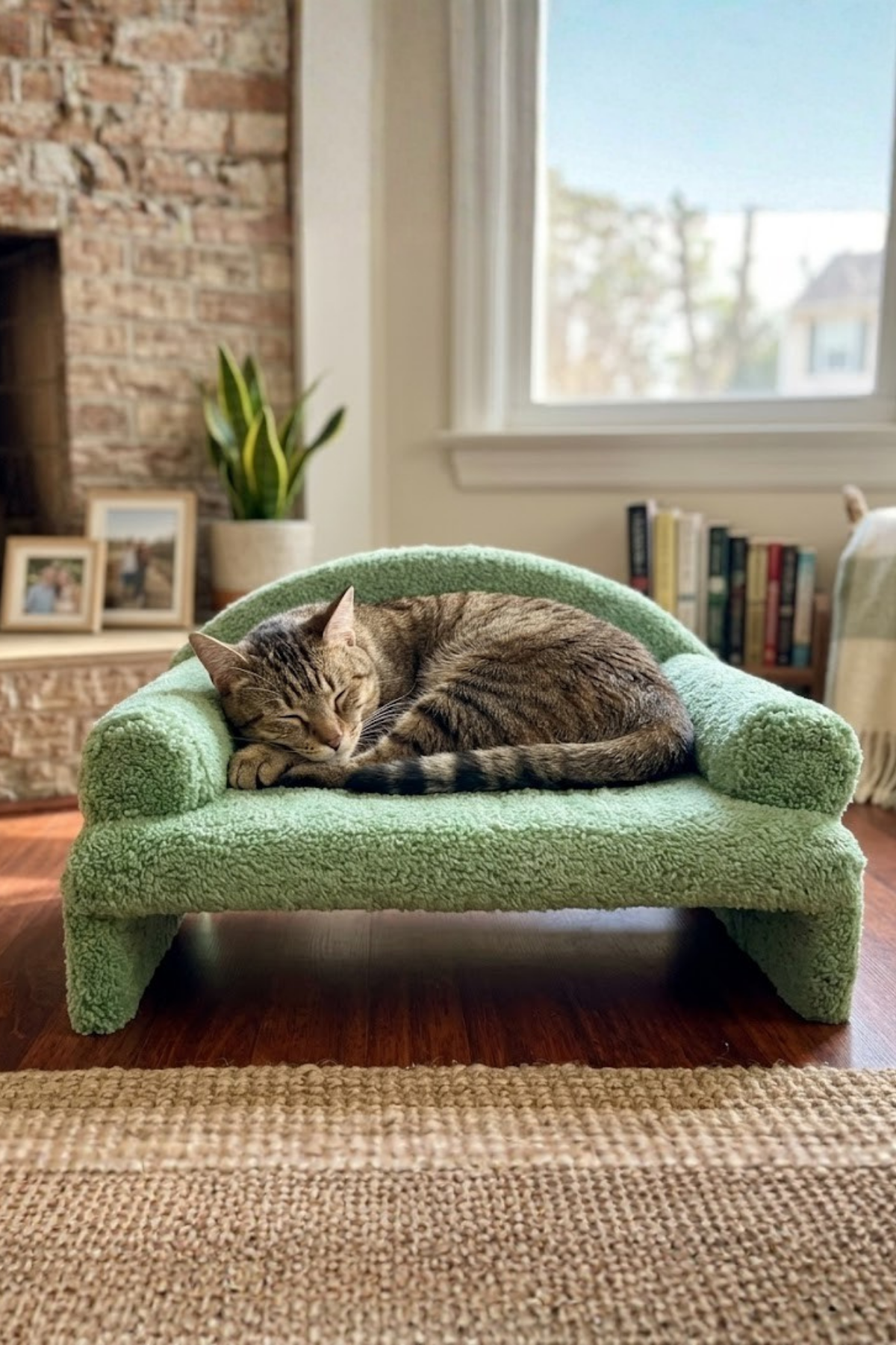 Reyo Pet Peluş Kedi Oturma Koltuğu Kedi Yatağı Yeşil