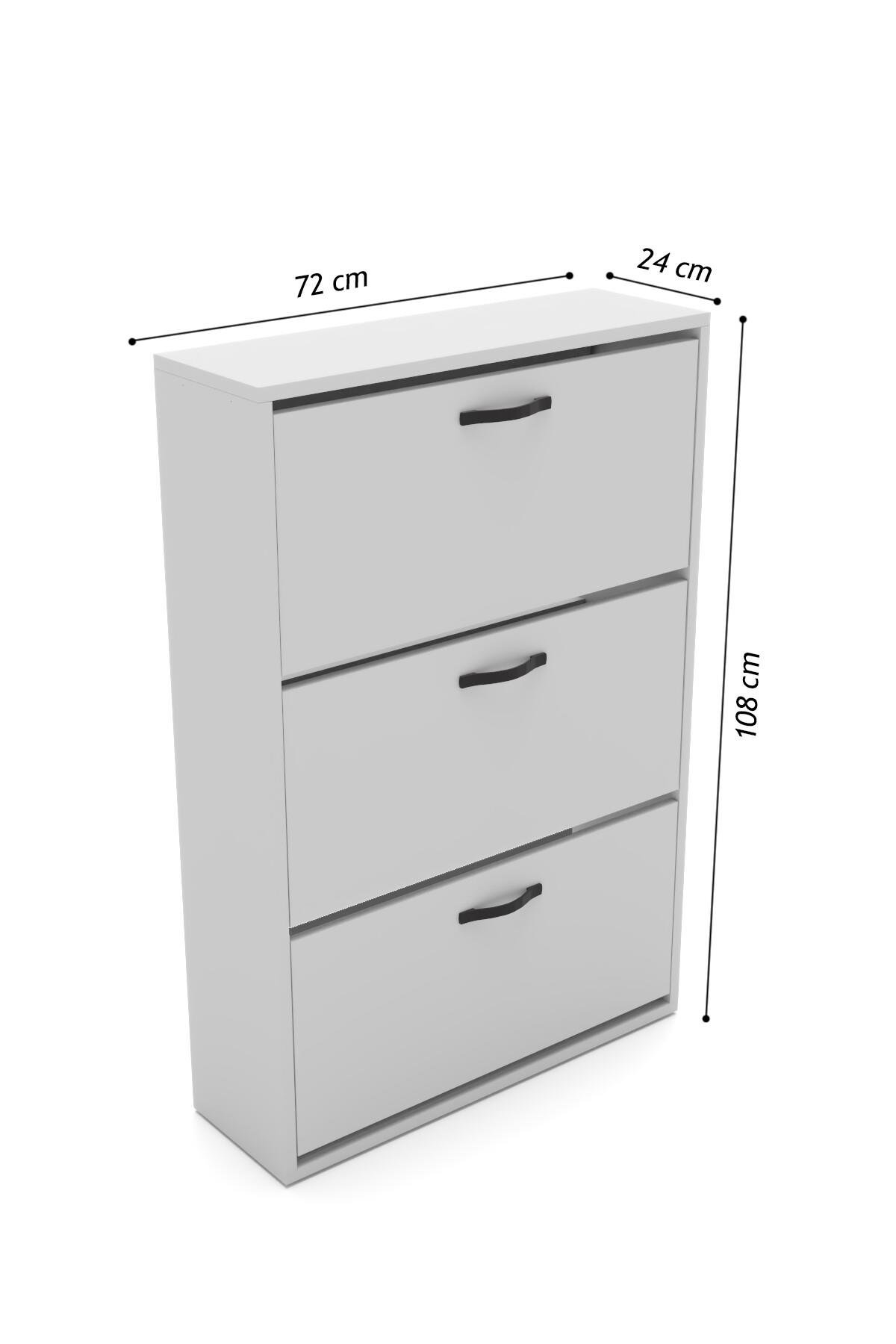 Reyo Falez Düşer Kapak Ayakkabılık 3 Bölmeli Ayakkabılık Beyaz