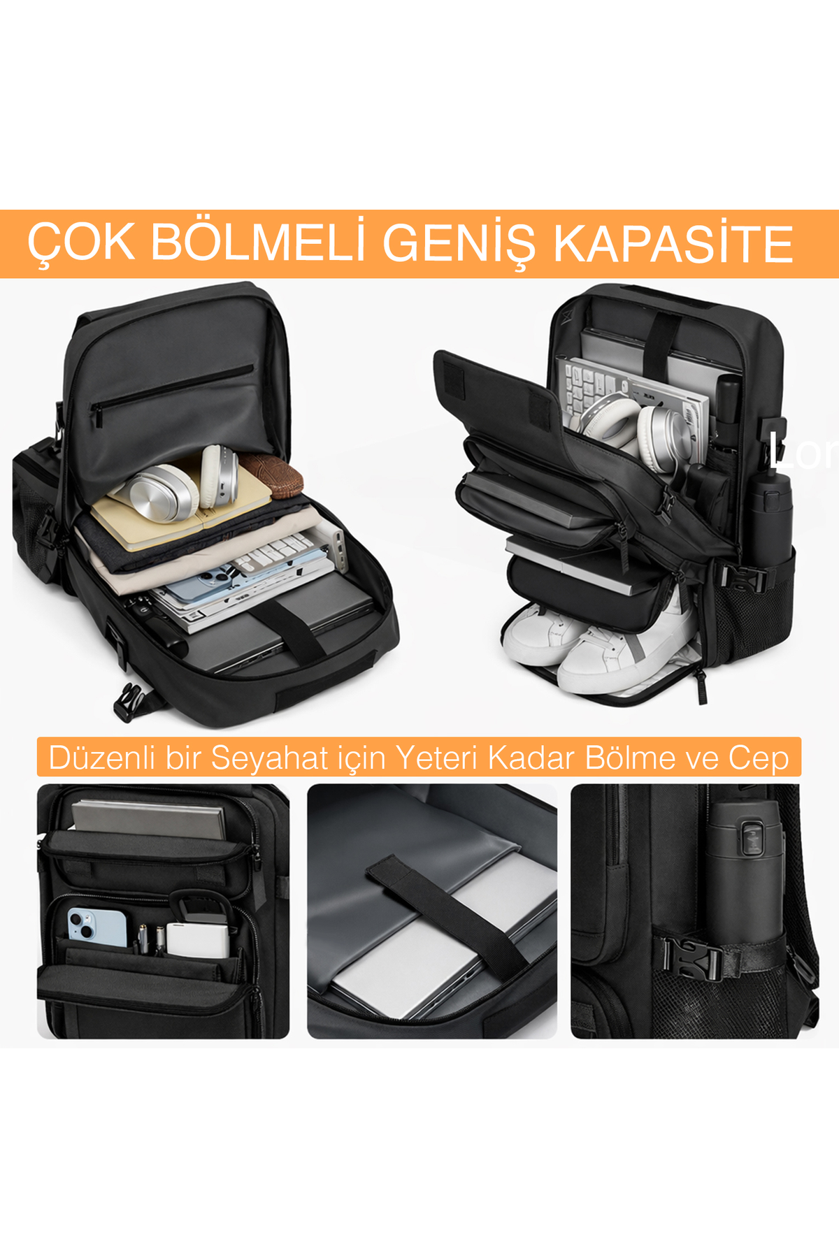 Haegs Seyahat Sırt Çantası, 3in1 Dönüştürülebilir, El Bavulu, Kadınlar ve Erkekler için Uçak Onaylı Ayakkabı Bölmeli, Multi Cepli Organizer Sırt ve El Çantası, Gri