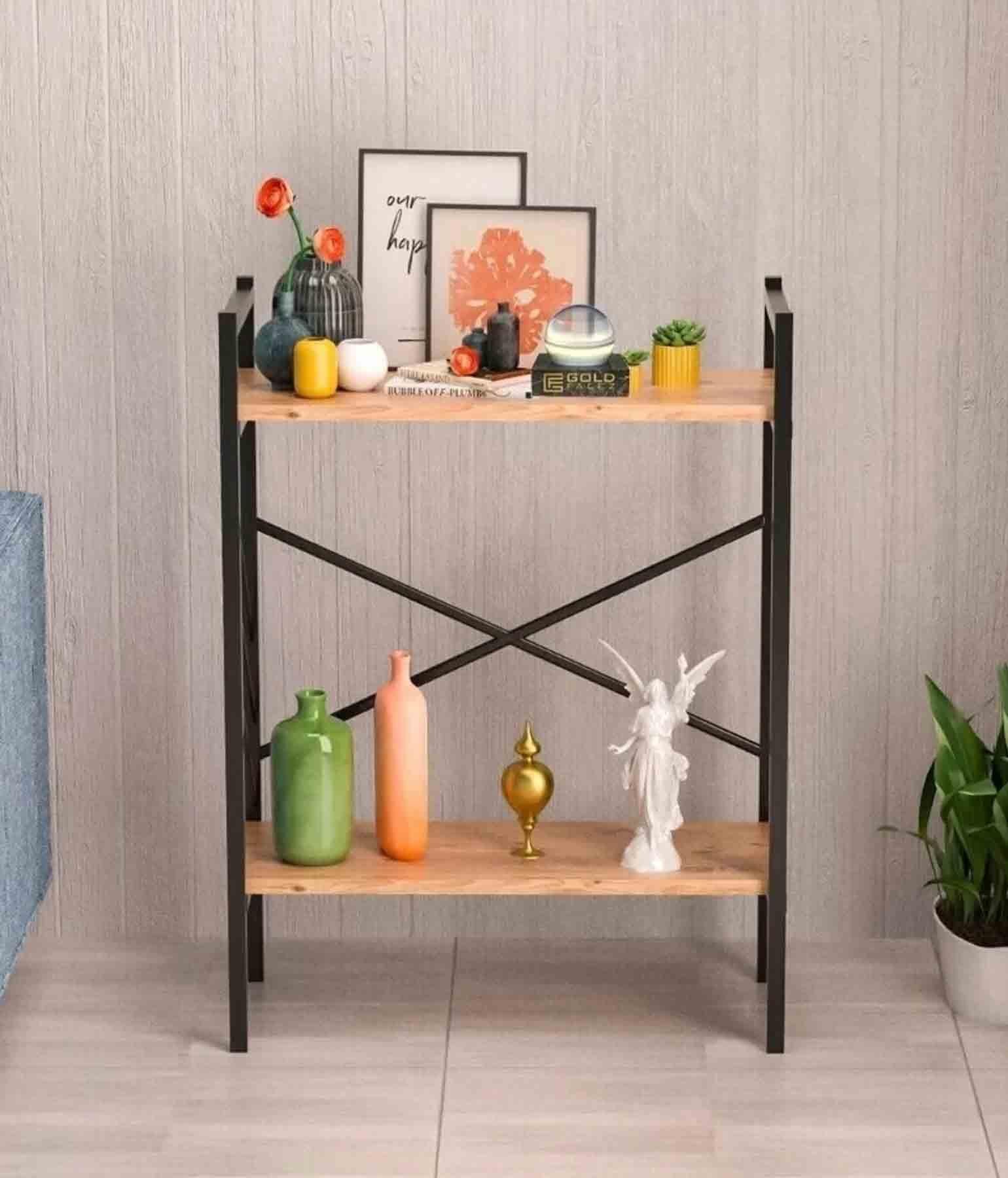 Reyo Mutfak Rafı Metal Ayaklı Banyo Dolabı Çok Amaçlı Raf Kiler Dolabı Ofis Rafı Kitaplık Ceviz