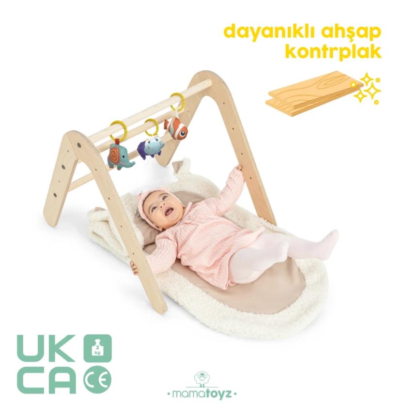 Mamatoyz 17GIMY Doğal Montessori Bebek Egzersiz Oyun Halı Matı ve Kitaplık