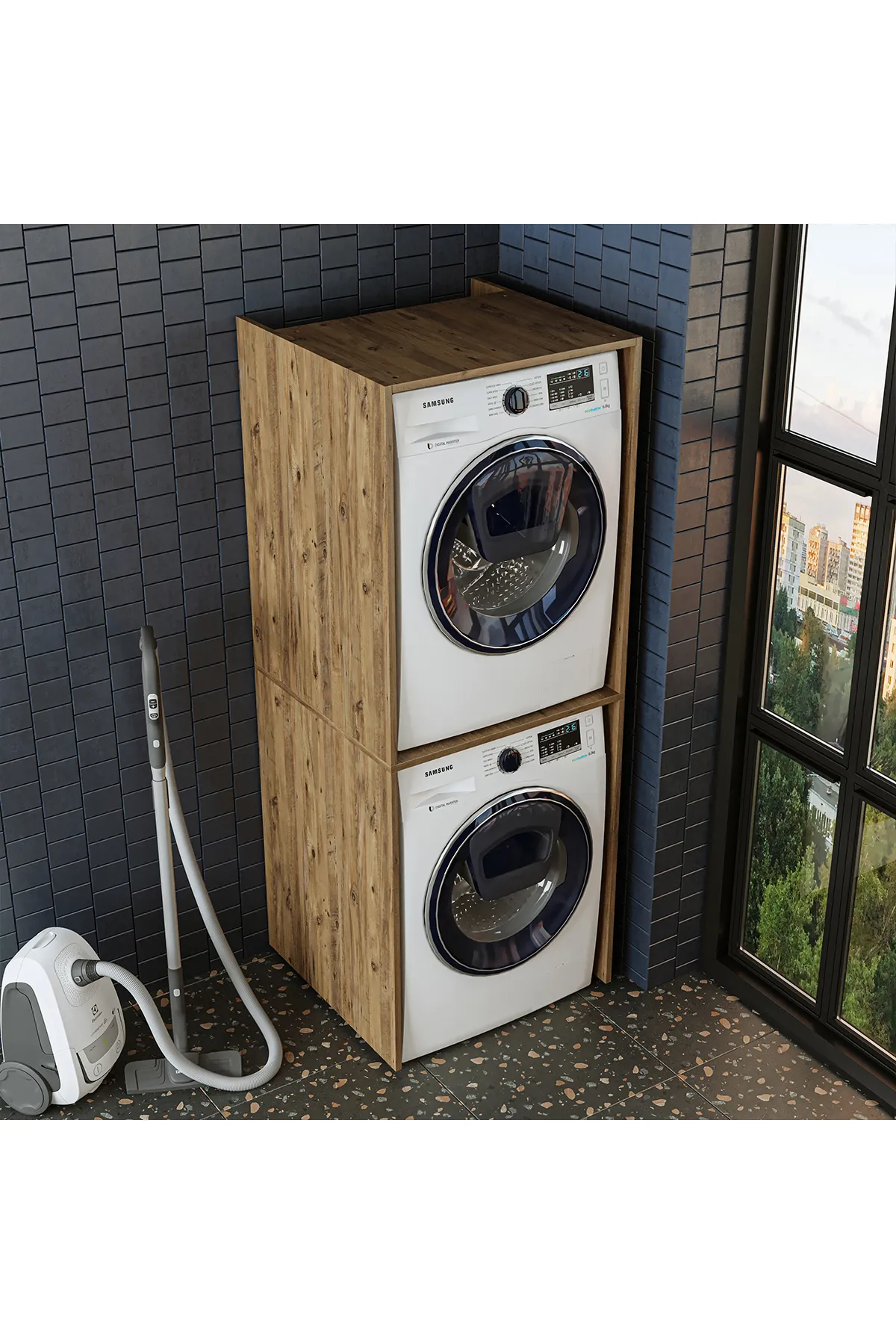 RoomArt Banyo Dolabı Çamaşır Ve Kurutma Makinesi Dolabı Atlantik Çam