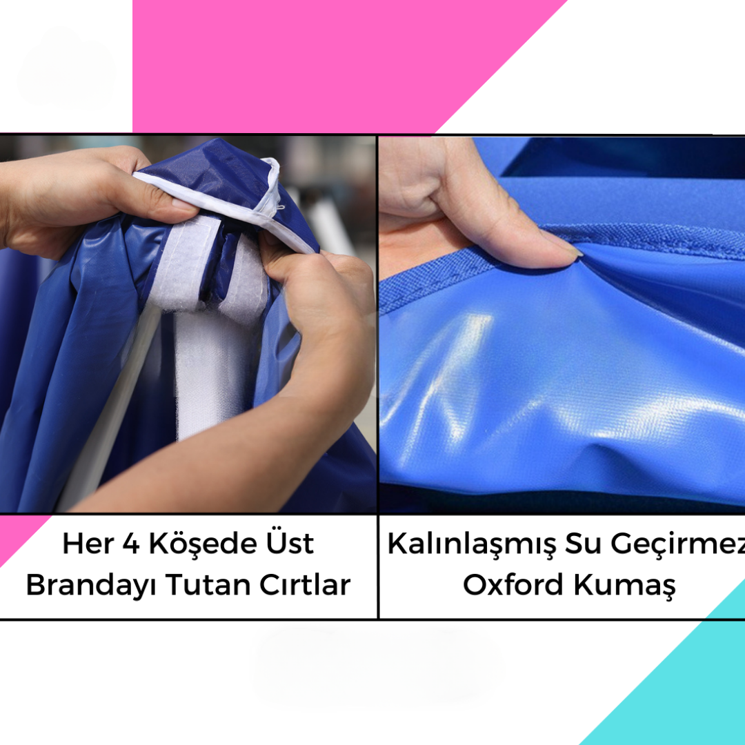 Dilek Branda Outdoors Premium Serisi Altıgen Profil Mavi 3x3 Katlanır Makaslı Çardak