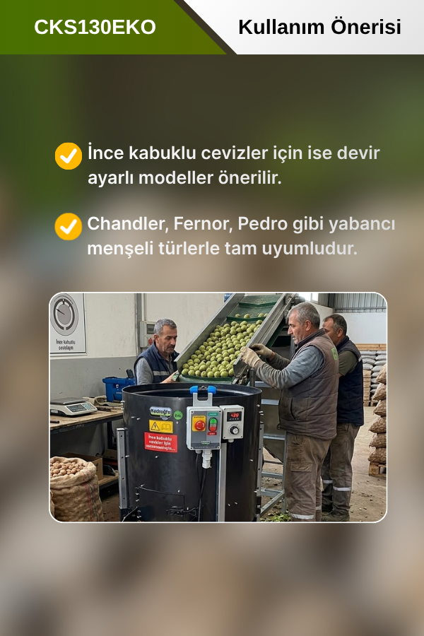 Kadıoğlu CKS130EKO Rendeli Sabit Devirli Ceviz Soyma Makinesi 170 Litre