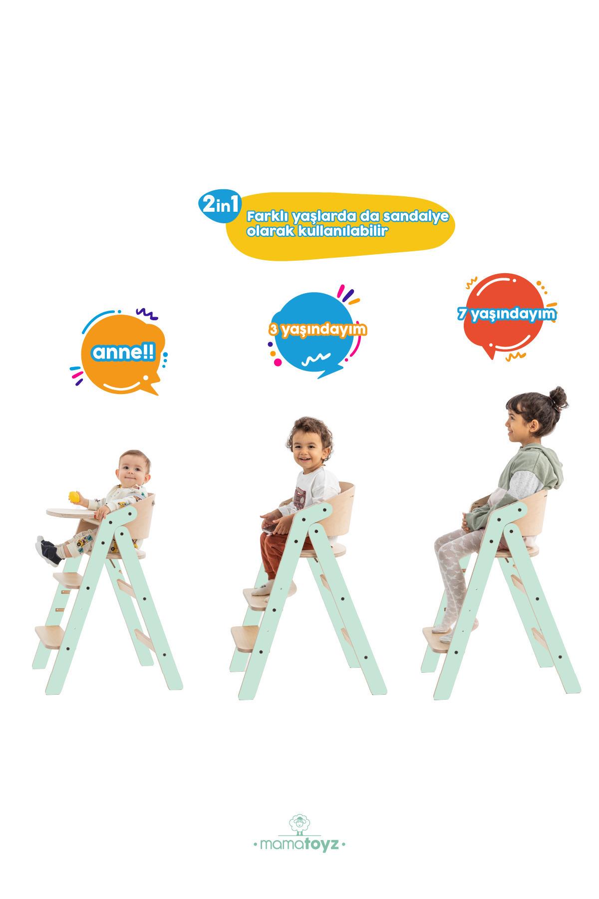 Mamatoyz My Chair Only Chair Naturel Ahşap Portatif Mama Sandalyesi Mint