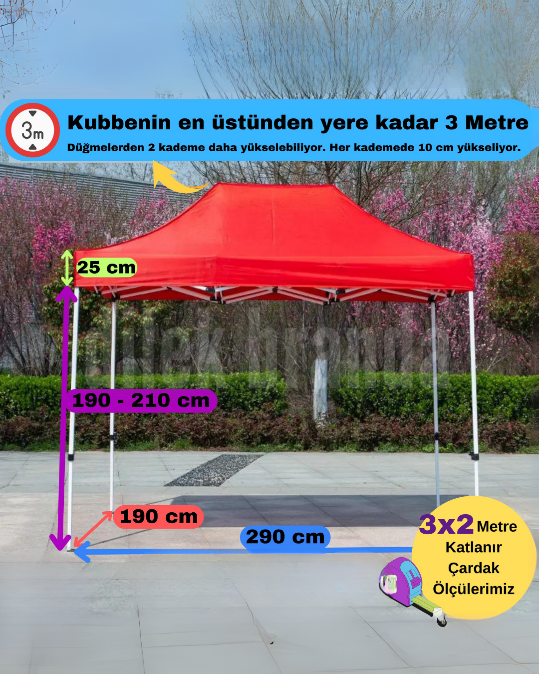 Reyo 3x2 Açık Yeşil Katlanabilir Makaslı Çardak Tente