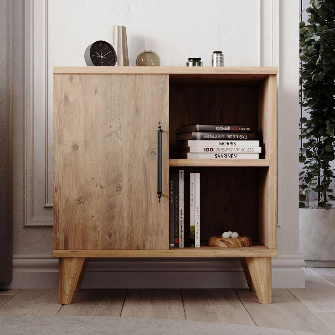Enda Home Kommen Tek Kapaklı 2 Bölmeli Komodin Atlantik Çam