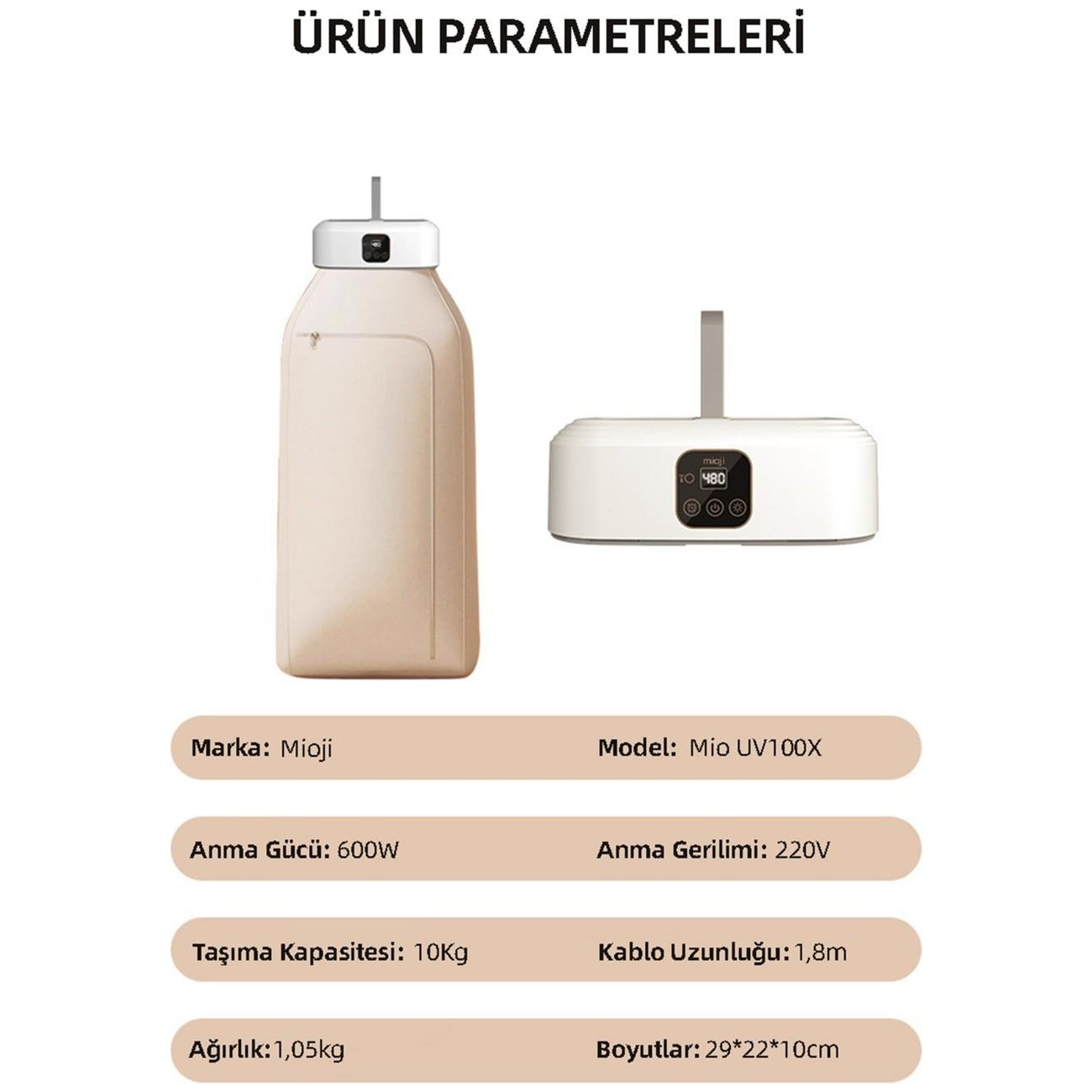 Mioji Mio UV100X Yeni Nesil UV Işıklı Taşınabilir Portatif Askılı Katlanabilir Çamaşır Kurutma Makinesi