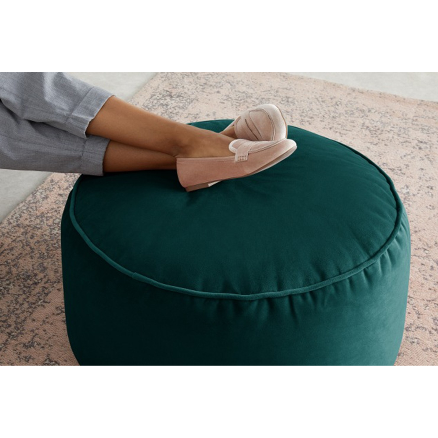 Rengev Rantos Yuvarlak Puf Yeşil