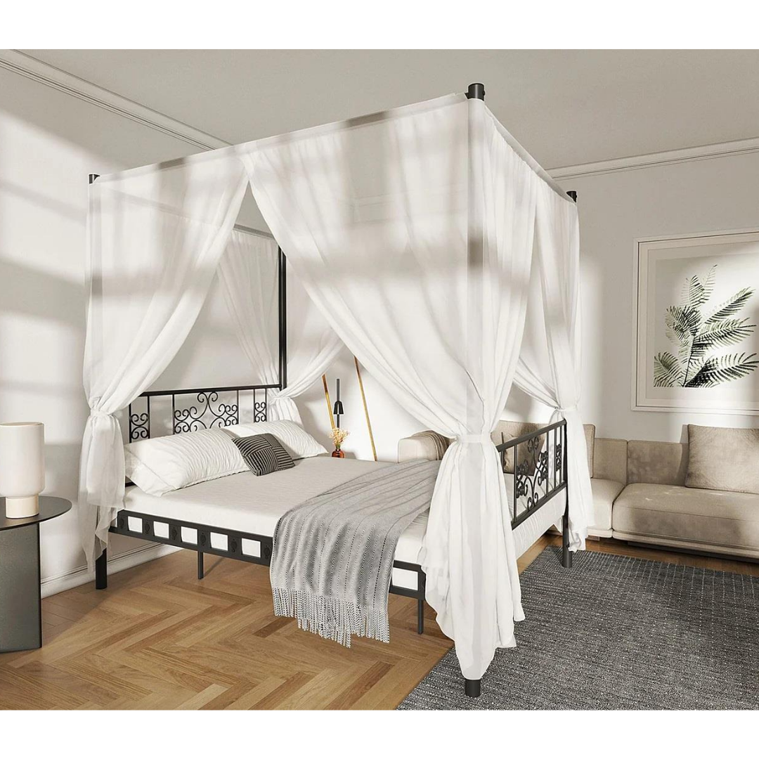 Reyo Stella Sultan Başlıklı Çift Kişilik Ferforje Metal Karyola (Cibinliksiz)160x200