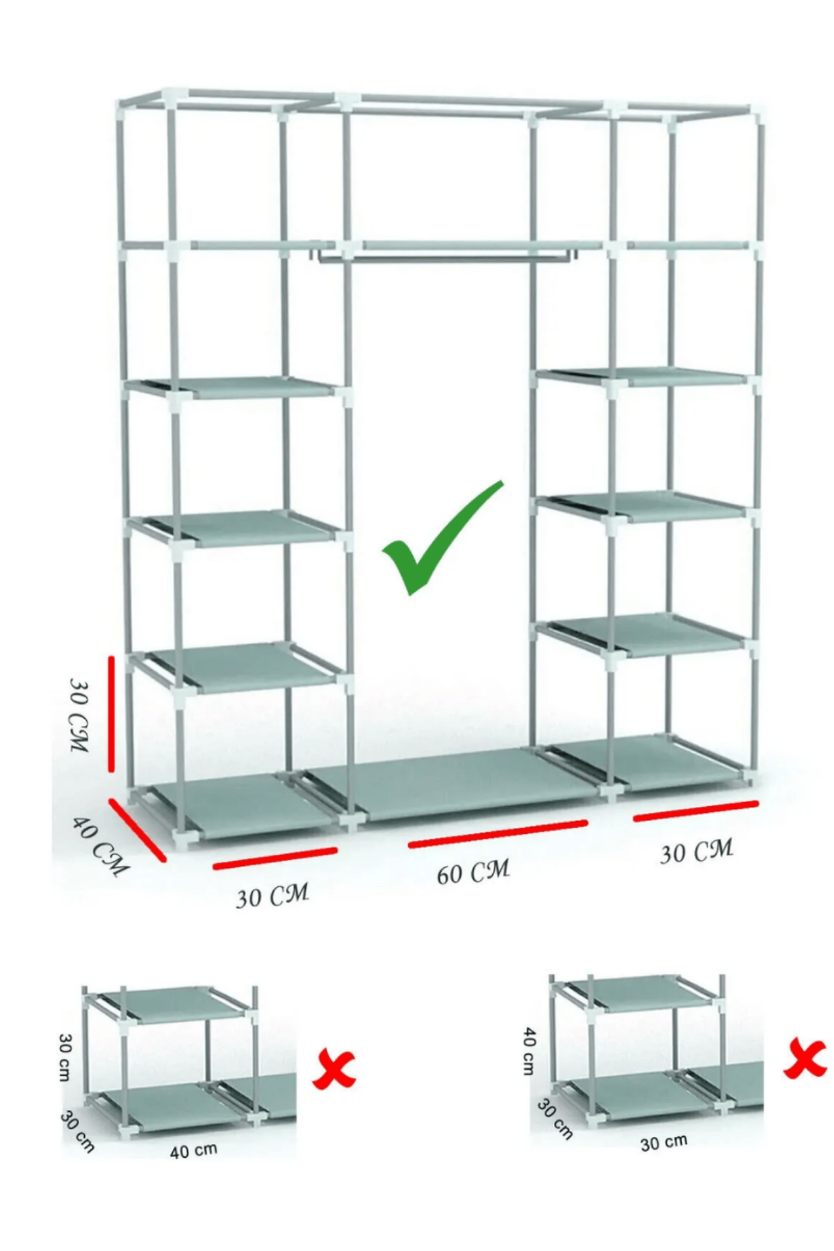 Reyo Teknor Çift Yandan Raflı Bez Dolap Siyah
